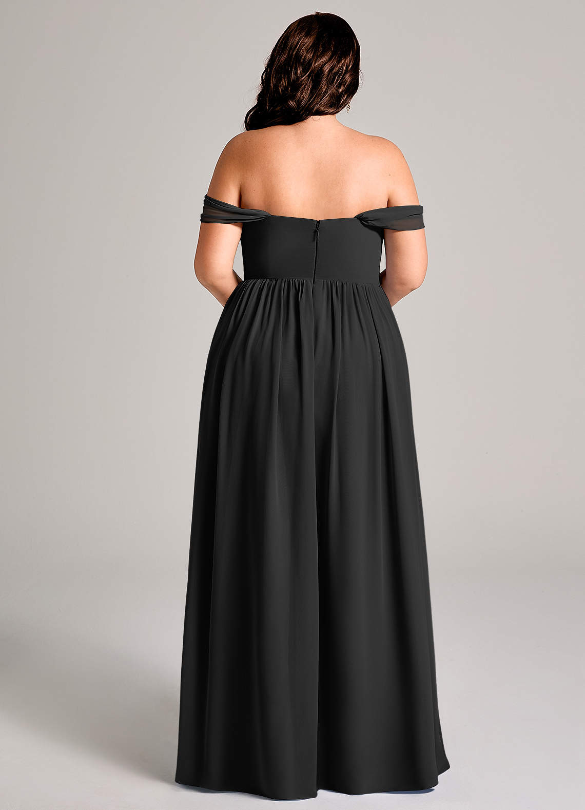 Azazie Calianna Brudtärnklänningar Klä av A-Linje i Chiffong Av axeln Svart Konvertibel image14