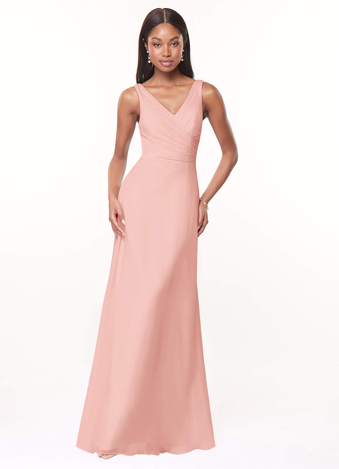 Azazie Nala Bridesmaid Dresses Rosette A-Line Pleated Chiffon Dress image1
