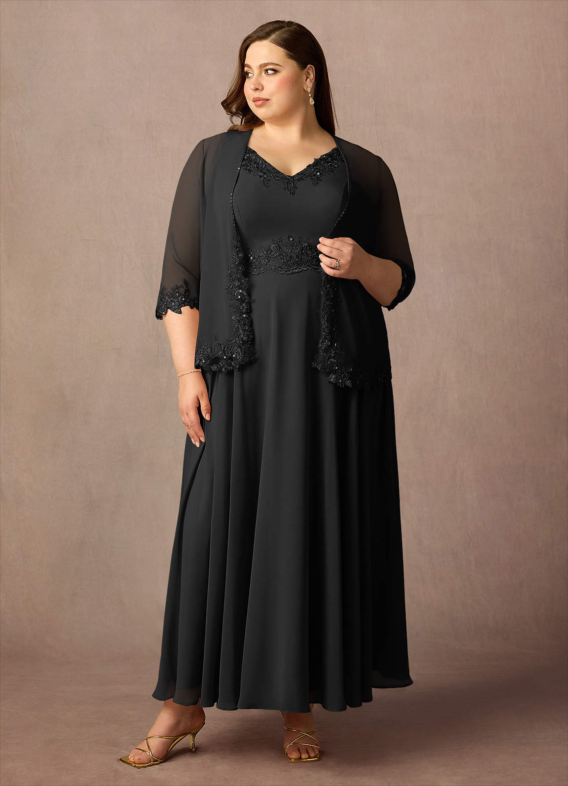 Azazie Devana Mother of the Bride Dresses Black A-Line Sequins Chiffon Dress image6