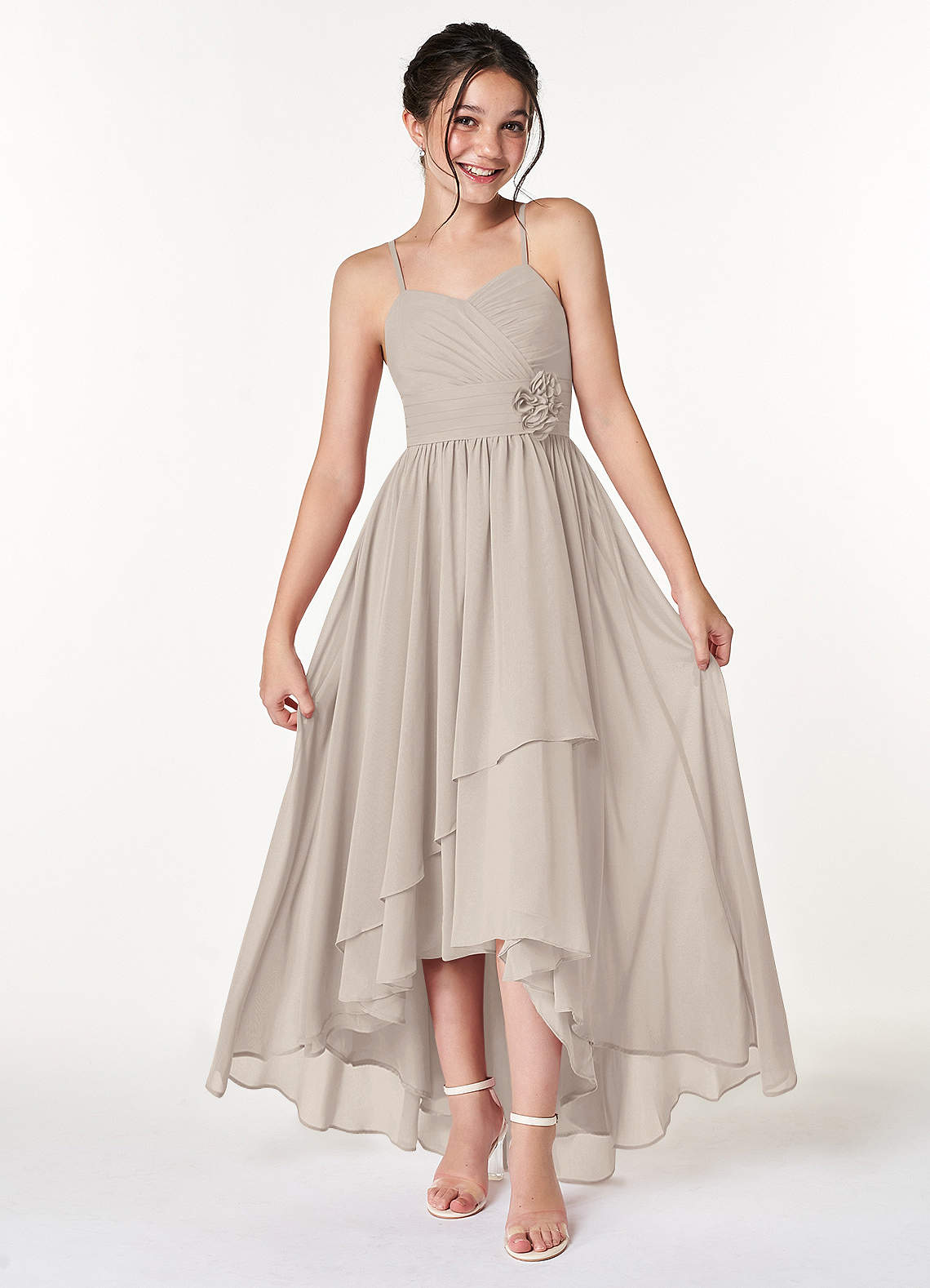 Azazie Catalina Junior Frost A-Line Ruched Chiffon Dress image1