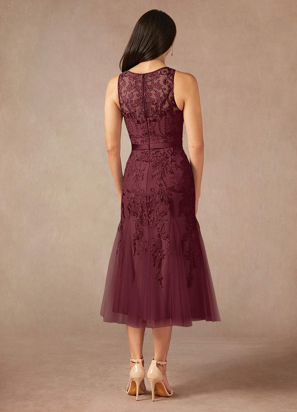 Azazie Herrin Mother of the Bride Dresses Cabernet Mermaid Lace Dress image2