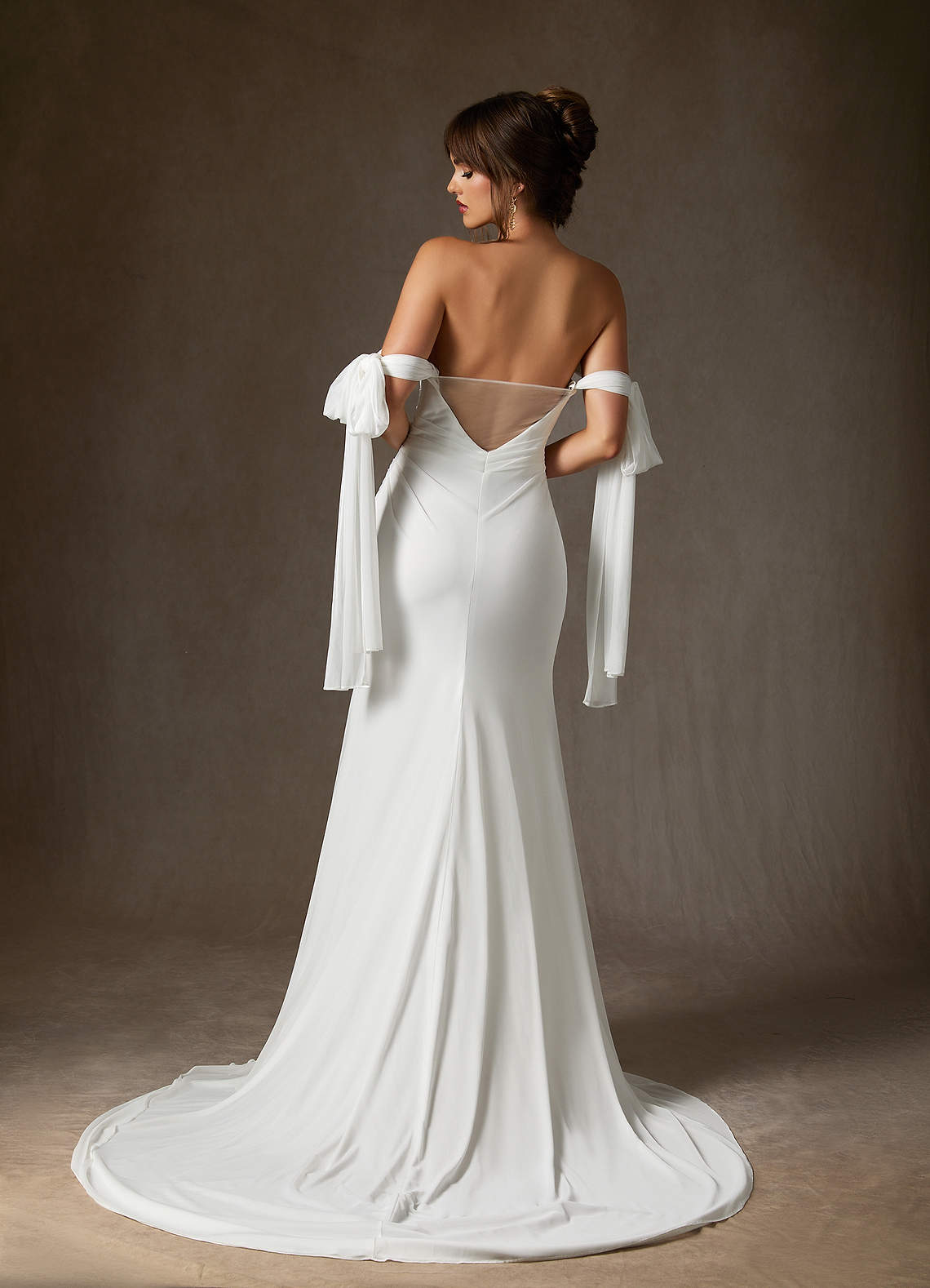 Azazie Papaya Vestidos de noiva Vestir Diamante Branco de Malha de Bainha image1
