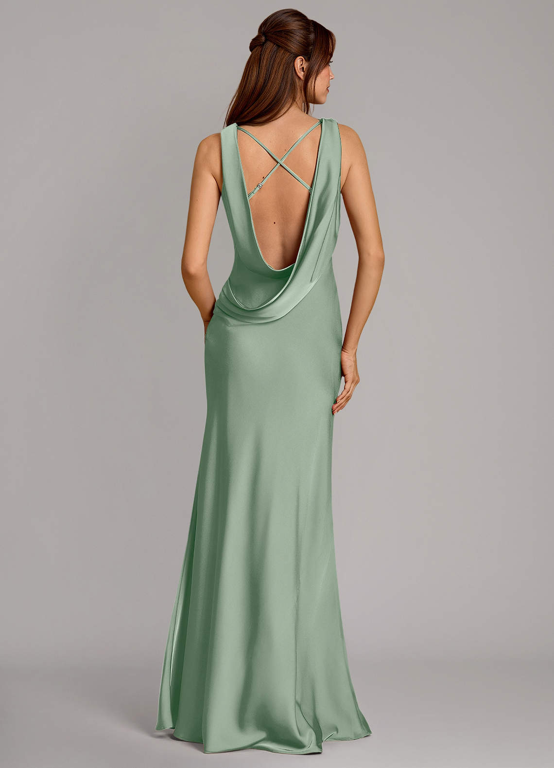 Azazie Cheryl Agave Stretch Satin Bridesmaid Dresses | Azazie