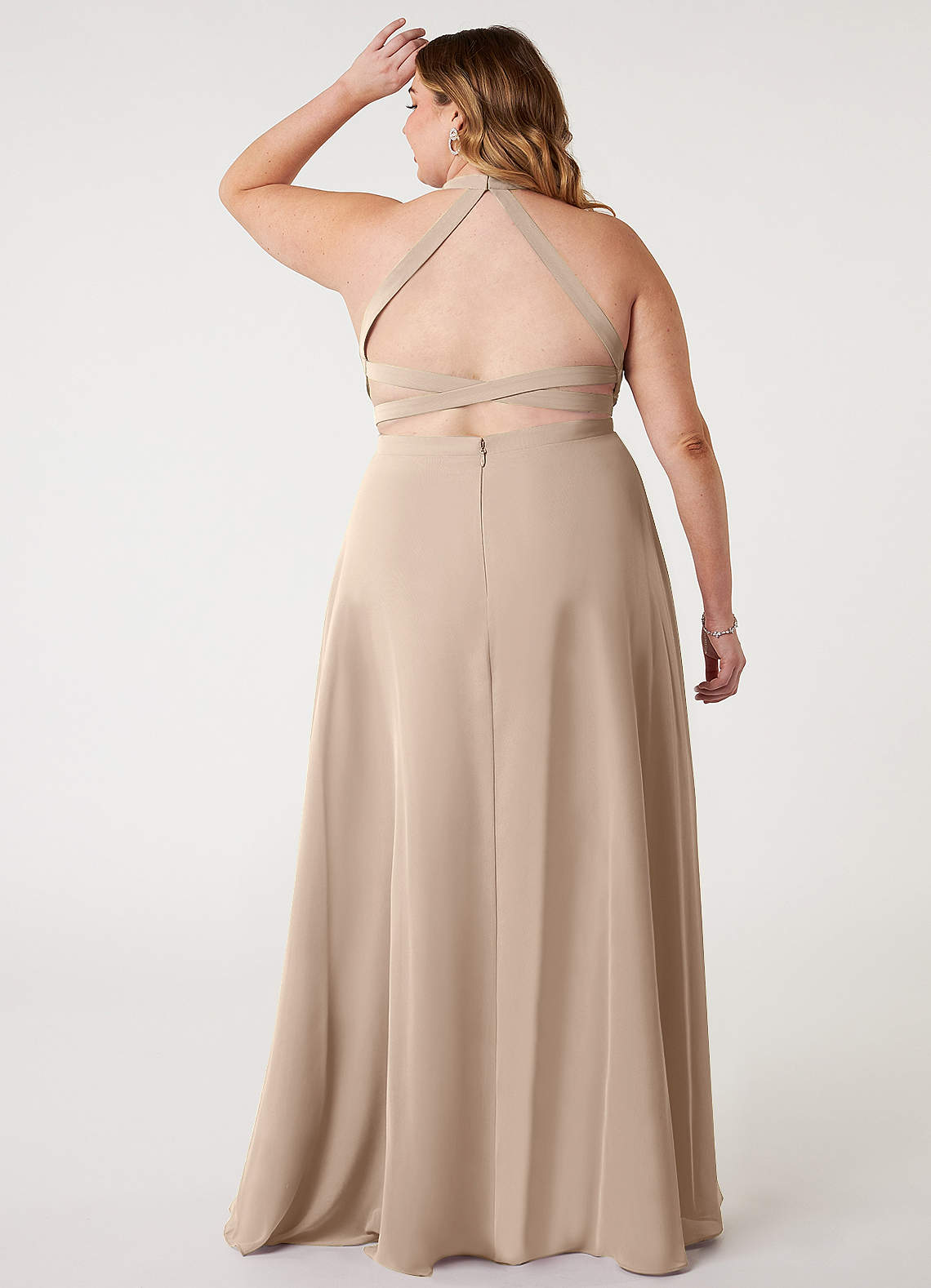 size 34 bridesmaid dresses pretty RUBY|Plus Size Convertible Lace-Up Chiffon Bridesmaid Dress