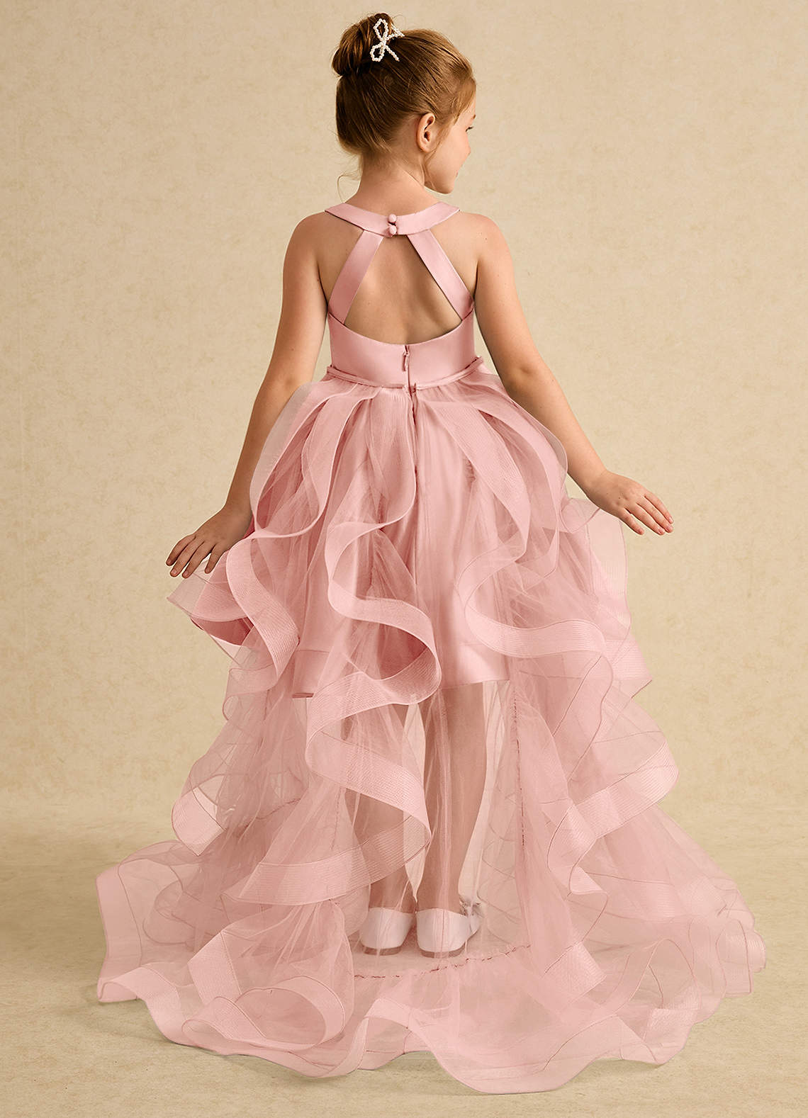 Azazie Julietta Flower Girl Dresses Rosette Ball-Gown Convertible Tulle Dress image1