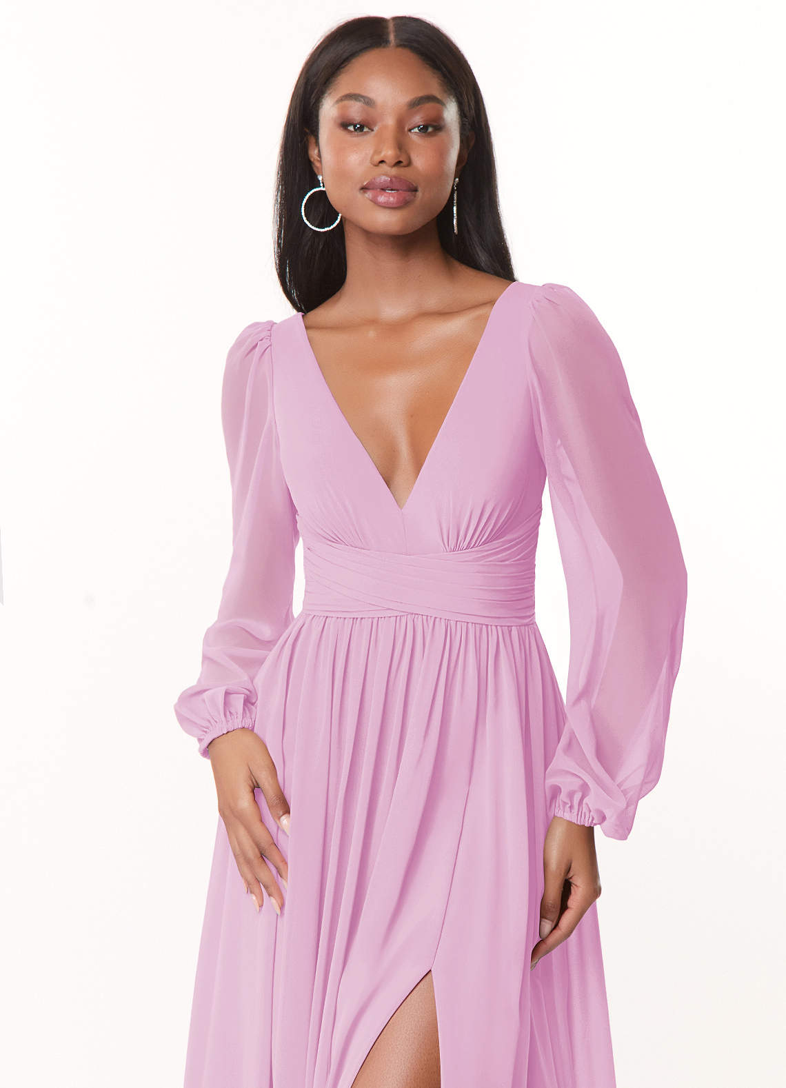 chiffon lilac long sleeved cocktail dresses