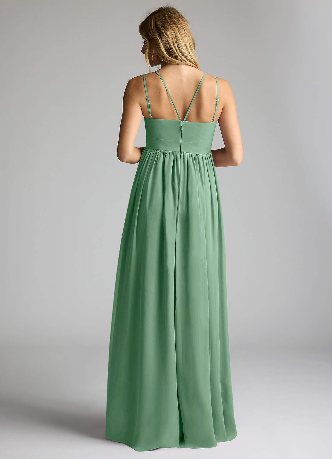 Azazie Emree At-home Try On Dresses A-Line Chiffon Floor-Length Dress image3