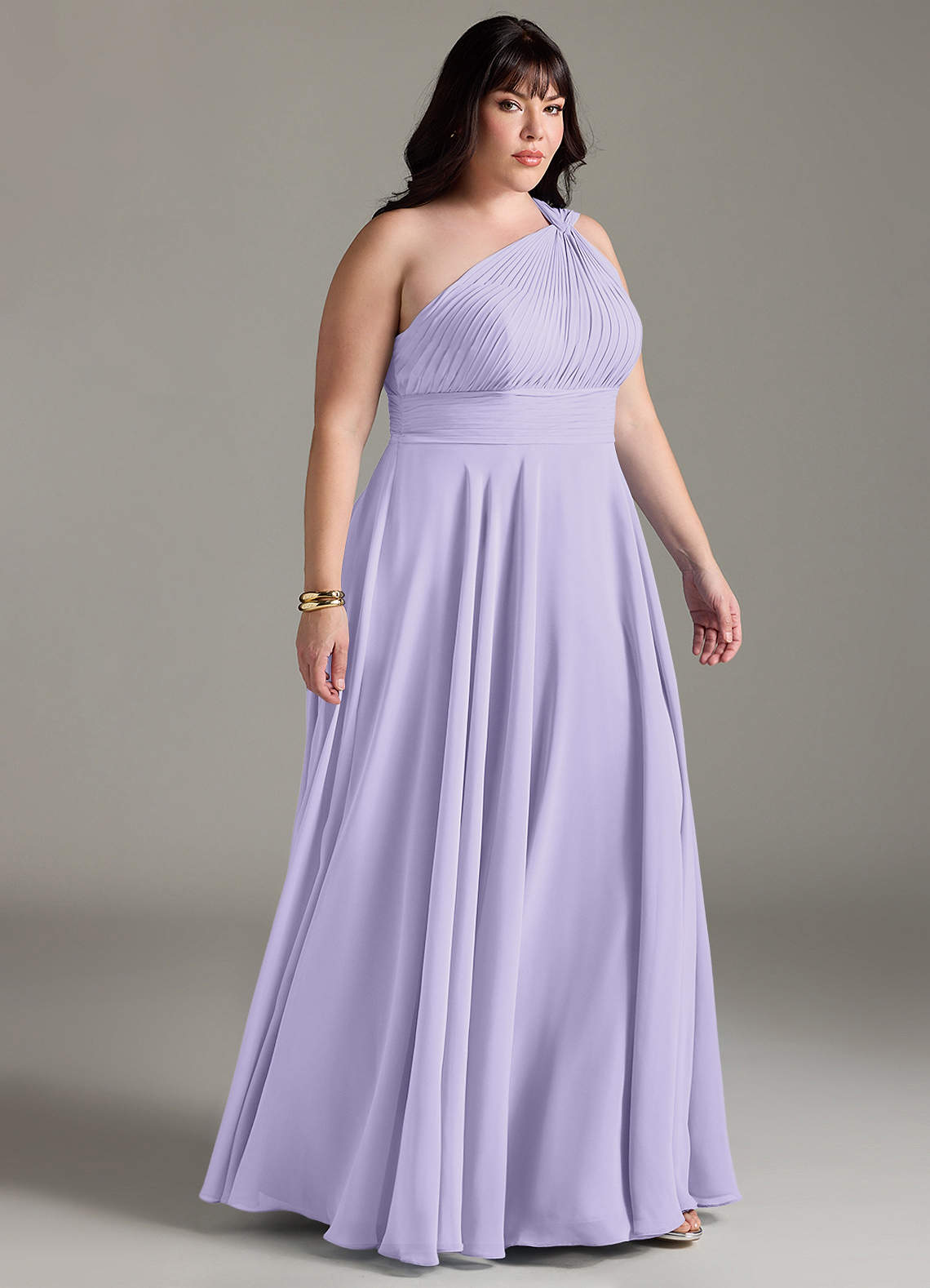 Azazie Charlize Bridesmaid Dresses Lilac A-Line One Shoulder Chiffon Dress image9