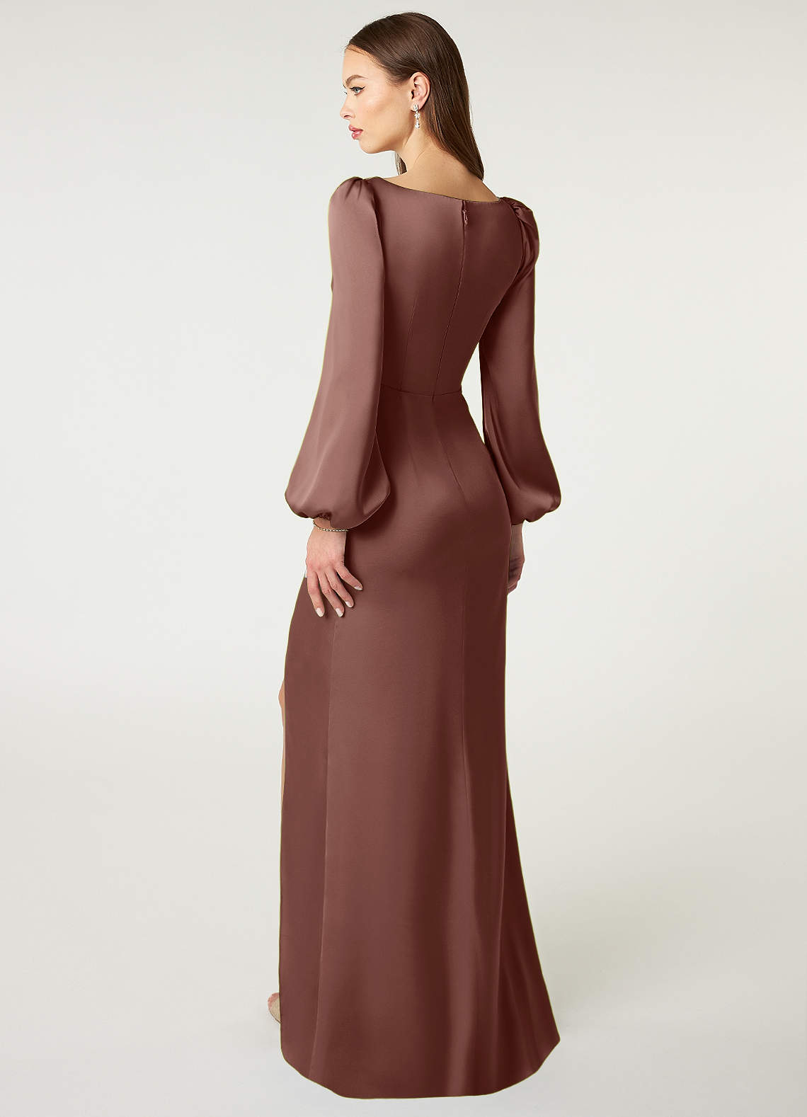 Azazie Mel Ready to Ship Rust Stretch Satin Bridesmaid Dresses | Azazie