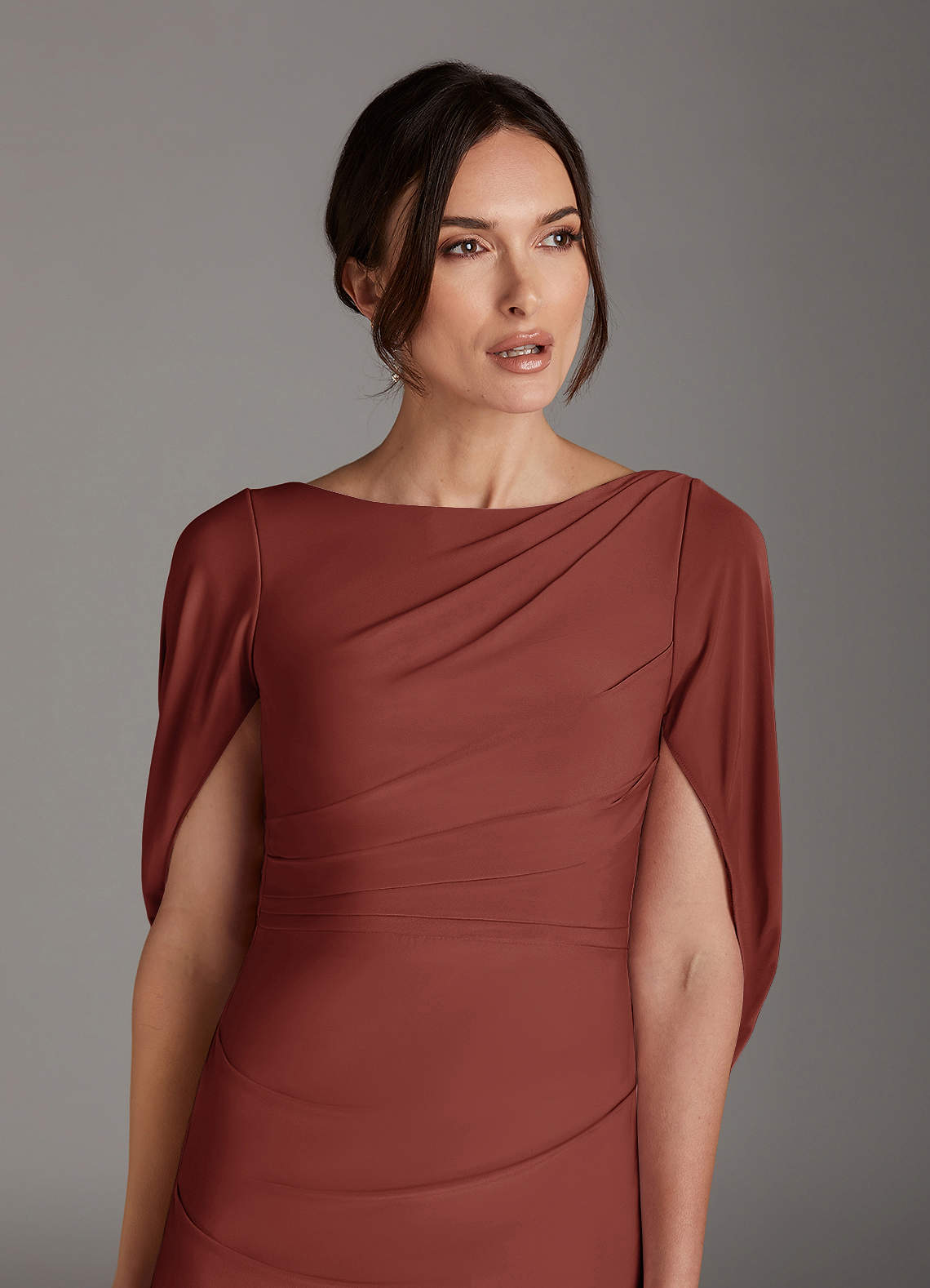 スーパーセール 半額タイムセール Azazie Bellona Terracotta Sheath Boatneck Luxe Knit Dress トップス
