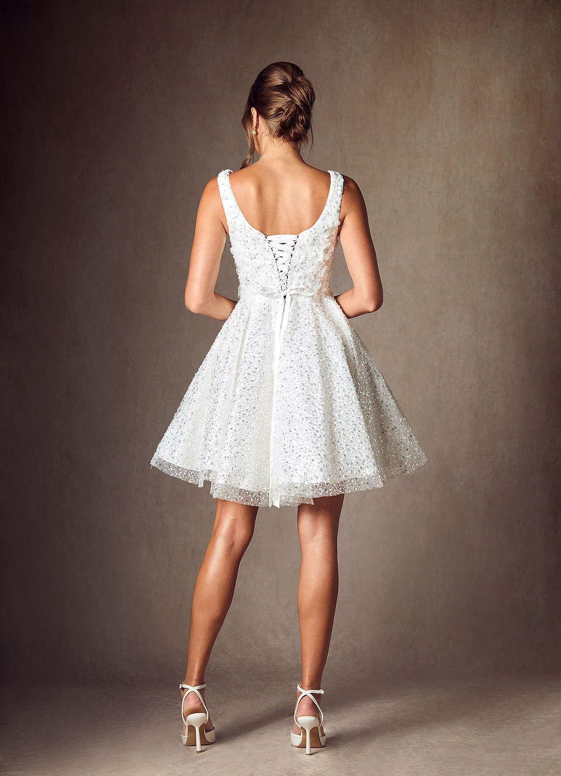 Azazie Kristi Wedding Dresses Diamond White A-Line with Pockets Beading Dress image2