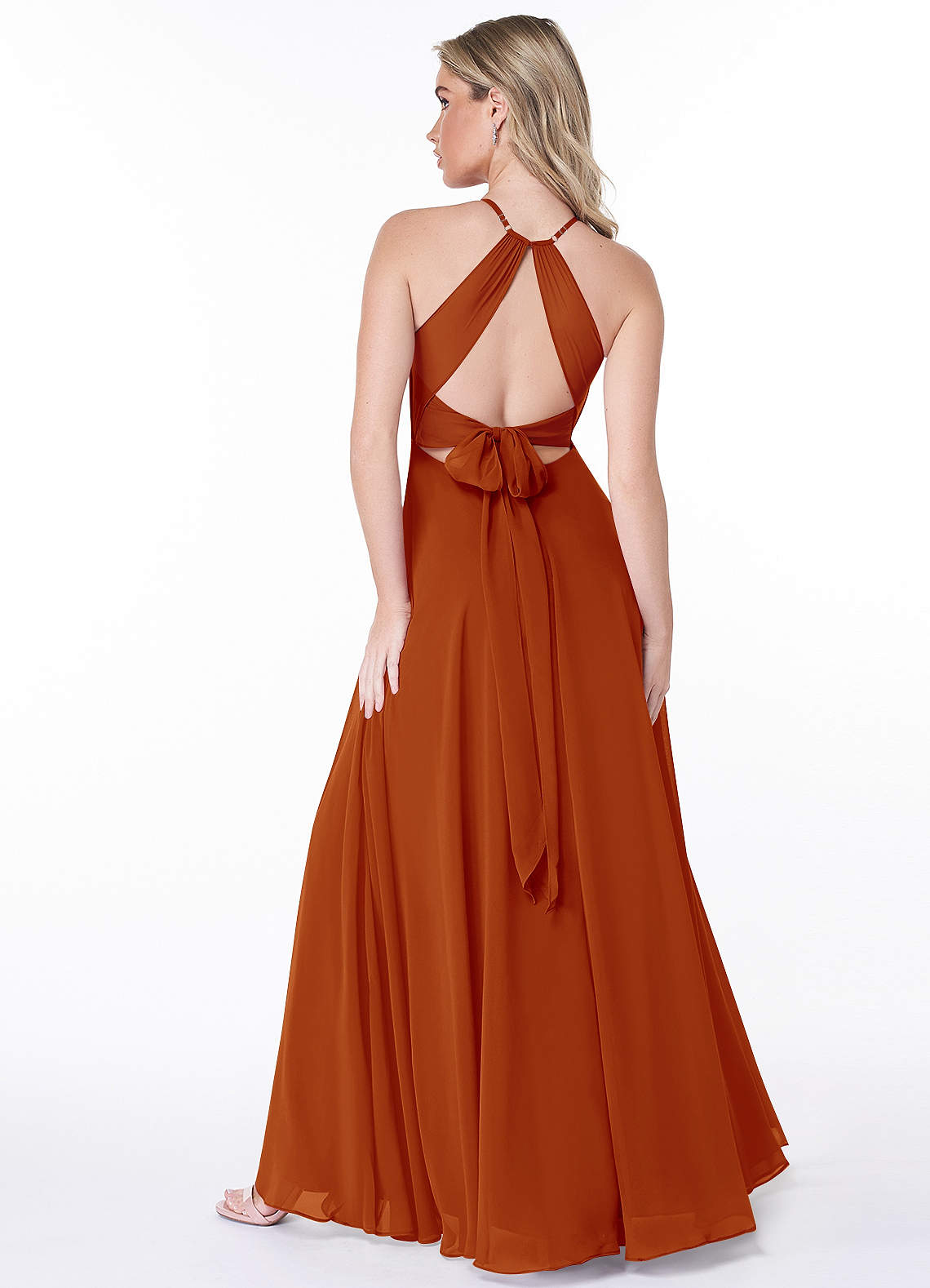 Azazie Evalleen Bridesmaid Dresses Paprika A-Line Pleated Chiffon Dress image3