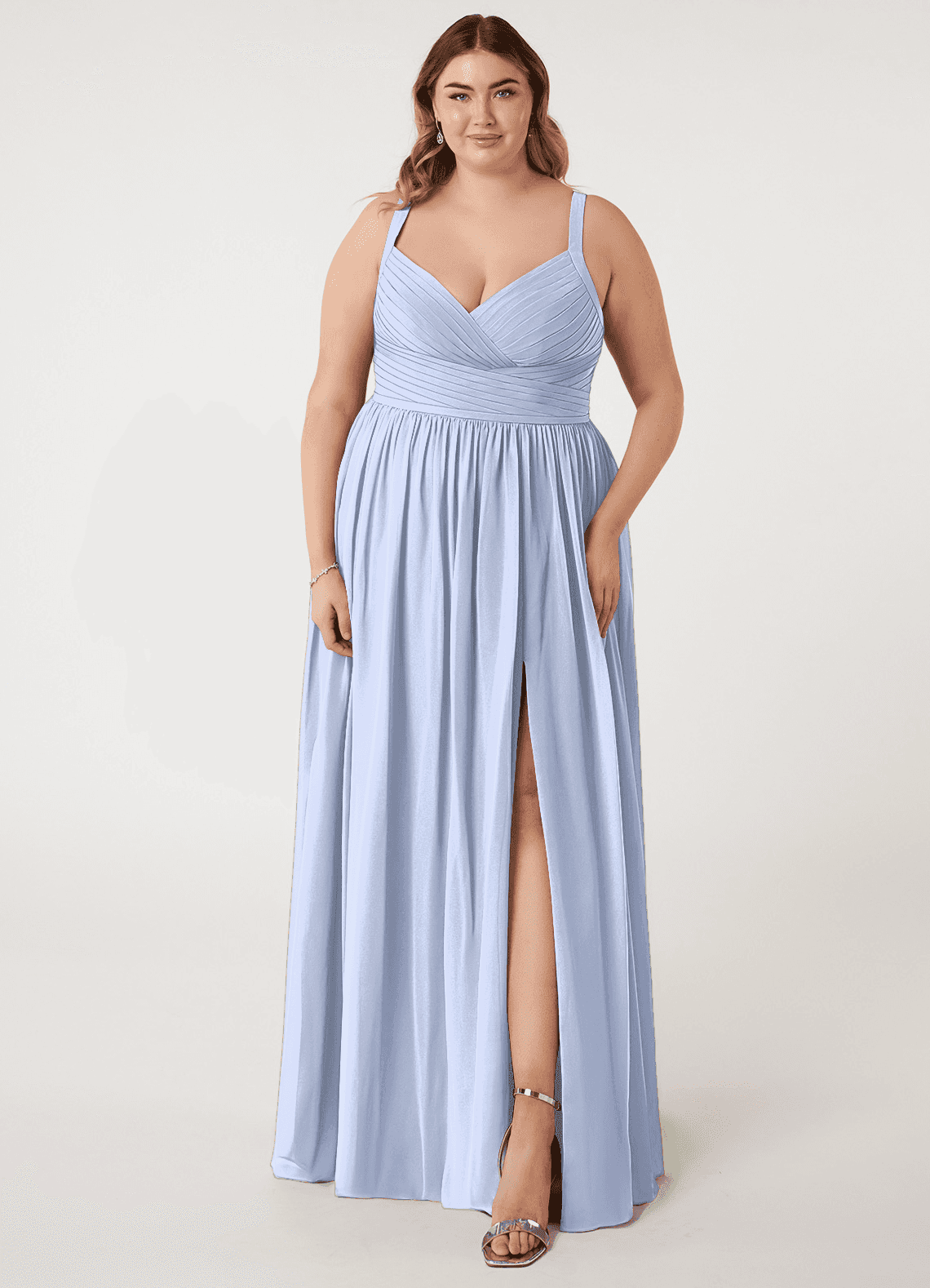 Azazie Chanel Brautjungfernkleider A-Linie Plissee Chiffon Kleid Eis image1