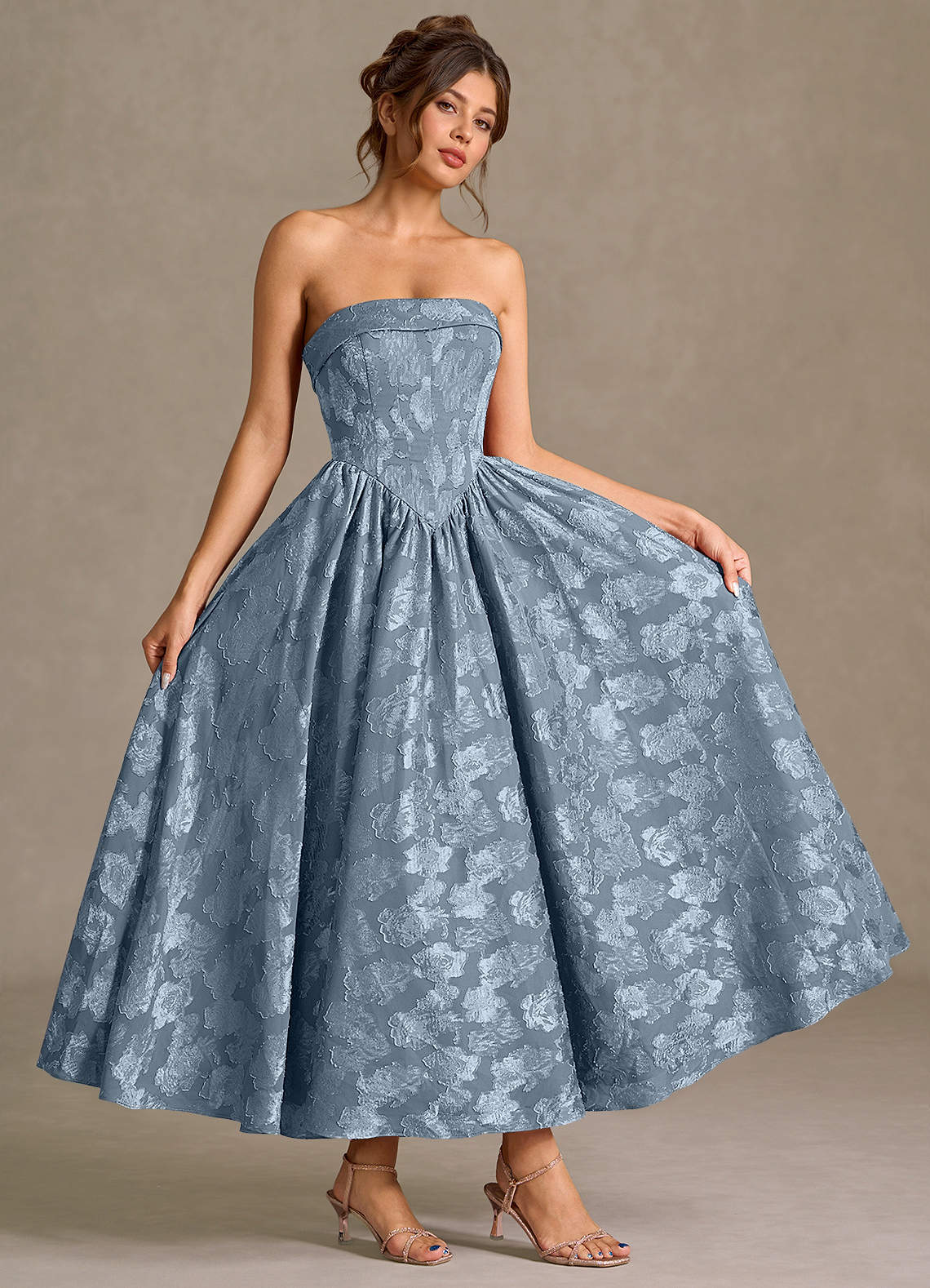 Mila Dusty Blue Midi Dress image1