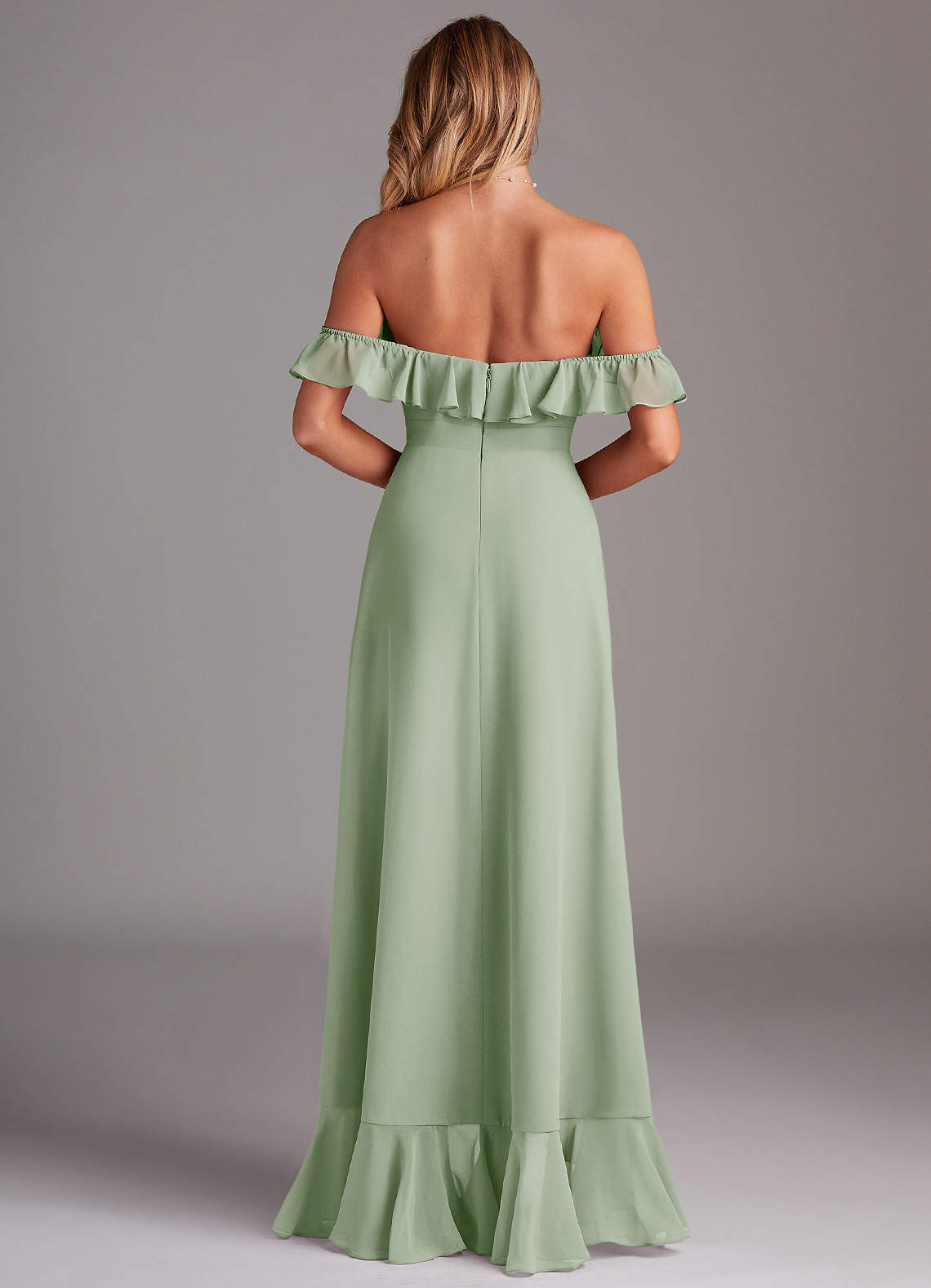Azazie Lyra Bridesmaid Dresses Dusty Sage A-Line Chiffon Convertible Dress image6