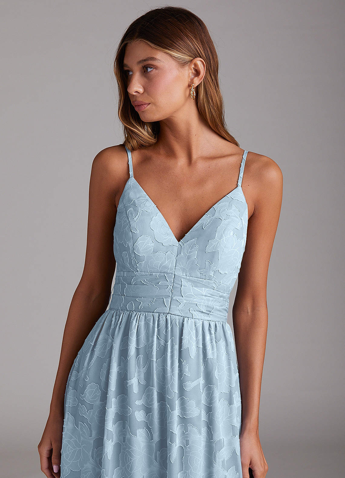 Azazie Nathalia Bridesmaid Dresses Sky Blue A-Line Bow Floral Burnout Dress image4