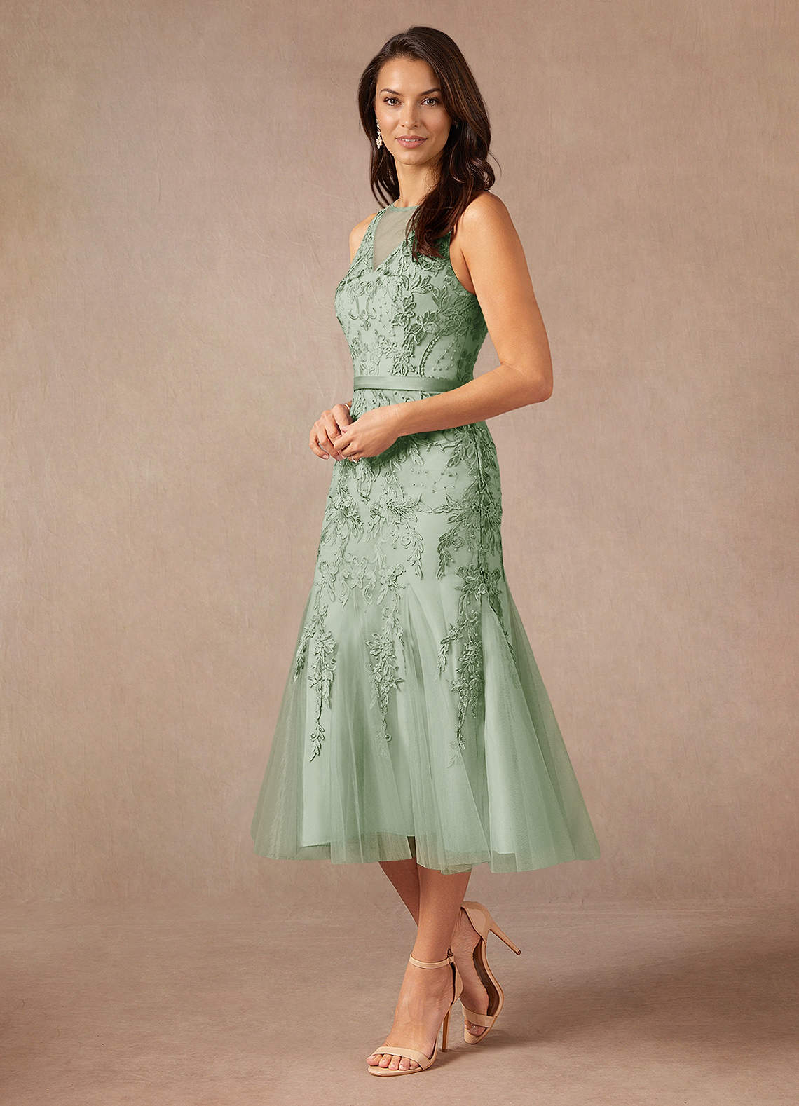 Azazie Herrin Mother of the Bride Dresses Dusty Sage Mermaid Lace Dress image3