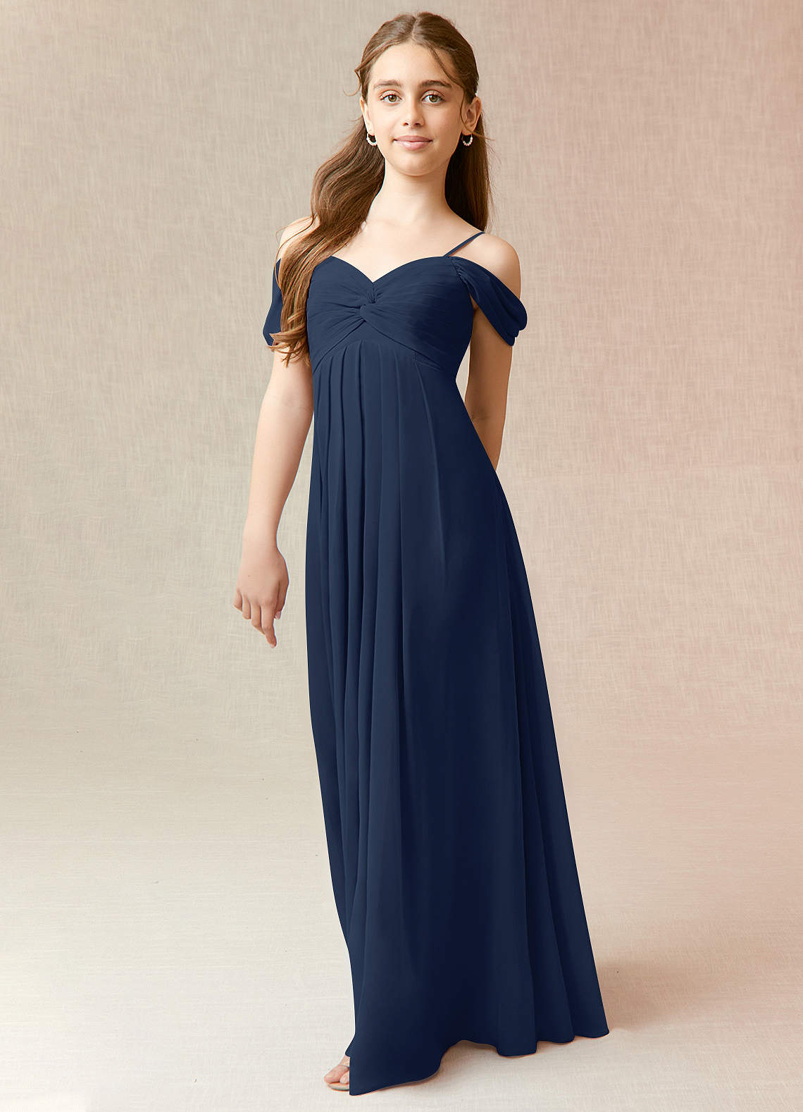 Navy off the 2025 shoulder bridesmaid dress