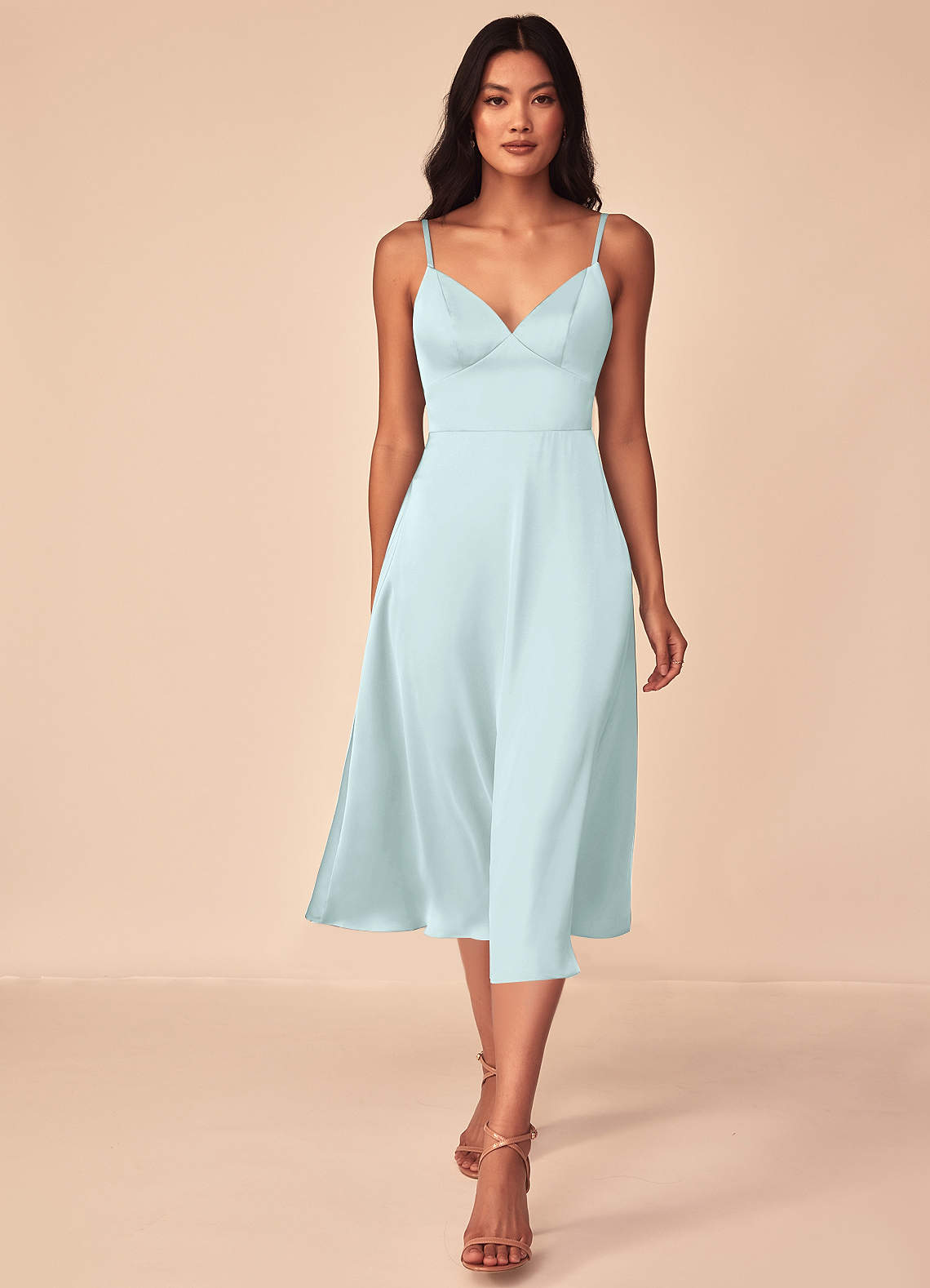 Azazie Dottie Ready to Ship Sea Glass Stretch Satin Bridesmaid Dresses |  Azazie UK