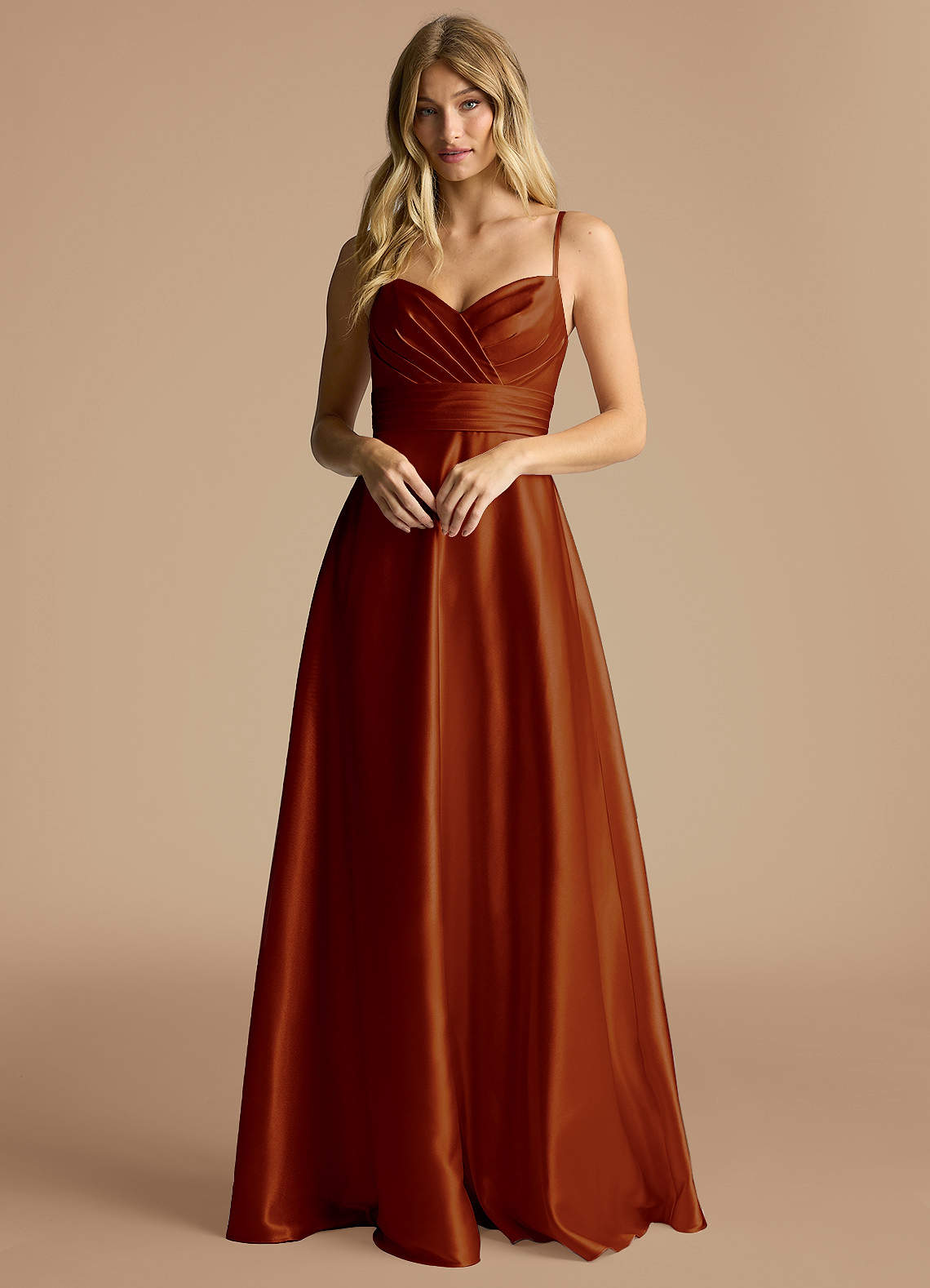 Azazie A-Line Sweetheart Floor-Length Metallic Satin Bridesmaid Dresses - Auburn Azazie A-Line Sweetheart Floor-Length Metallic Satin Bridesmaid Dresses - Auburn