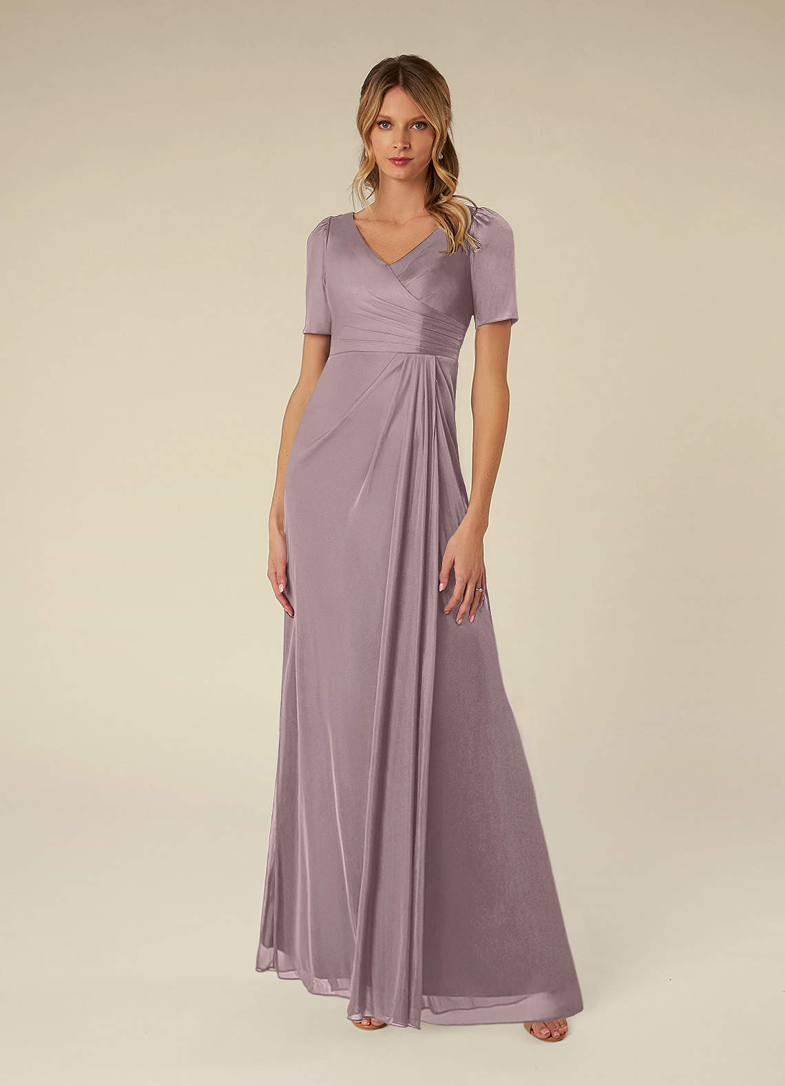 Azazie Bessie Mother of the Bride Dresses Dusk A-Line Pleated Mesh Dress image1