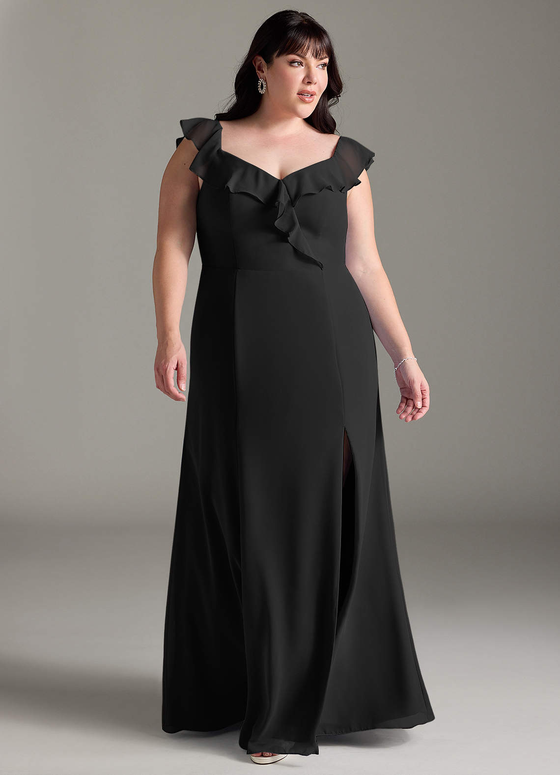 azazie black chiffon bridesmaid dress Azazie Bondi