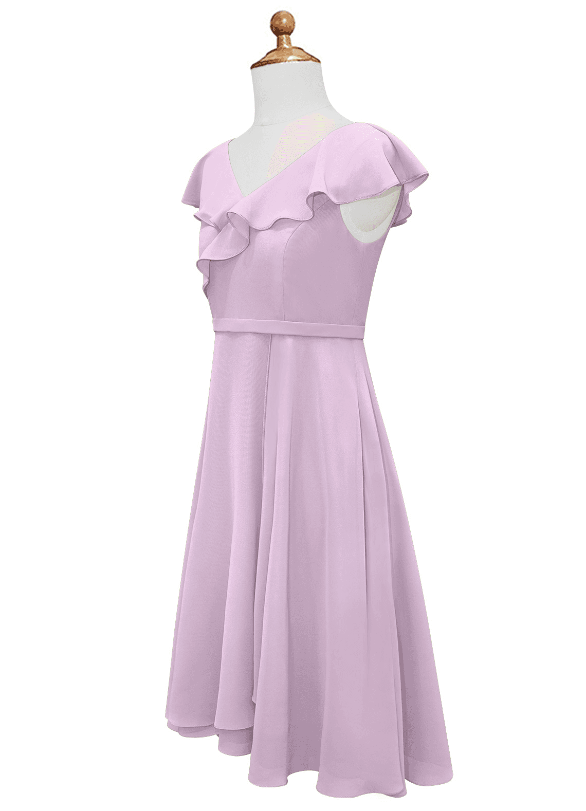 Azazie Posie Junior Frosted Lilac A-Line Ruched Chiffon Dress image7