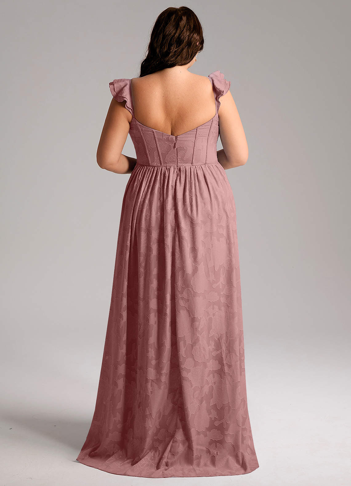Azazie Denisse Bridesmaid Dresses Dusty Rose A-Line Ruched Floral Burnout Dress image7