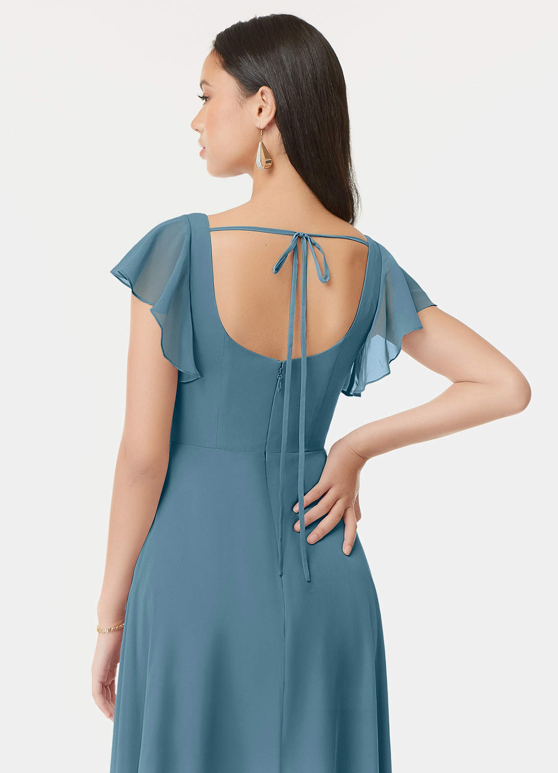 Azazie Bondi Bridesmaid Dresses Bermuda A-Line Ruffled Chiffon Dress image2