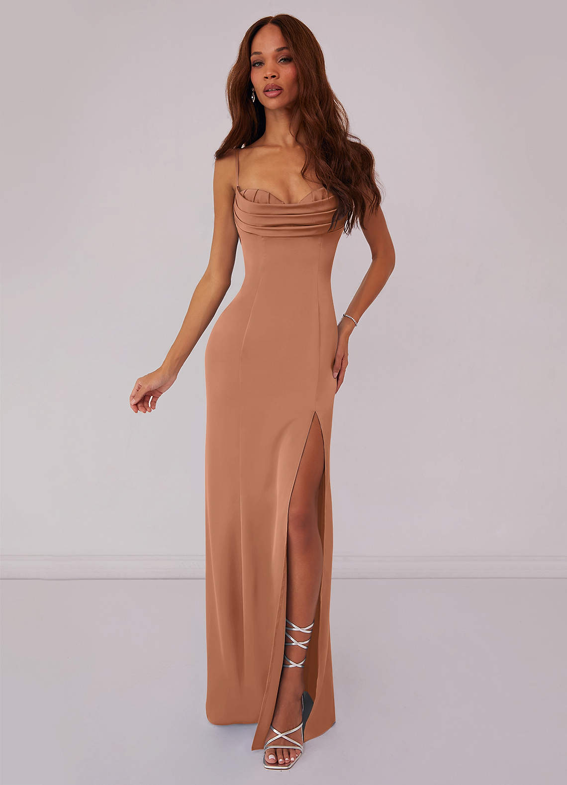 Barbie ♥ Azazie Jurken voor bruidsmeisjes Jurk van Stretch Satijn met Zeemeermin Korset Bronzeertint image1