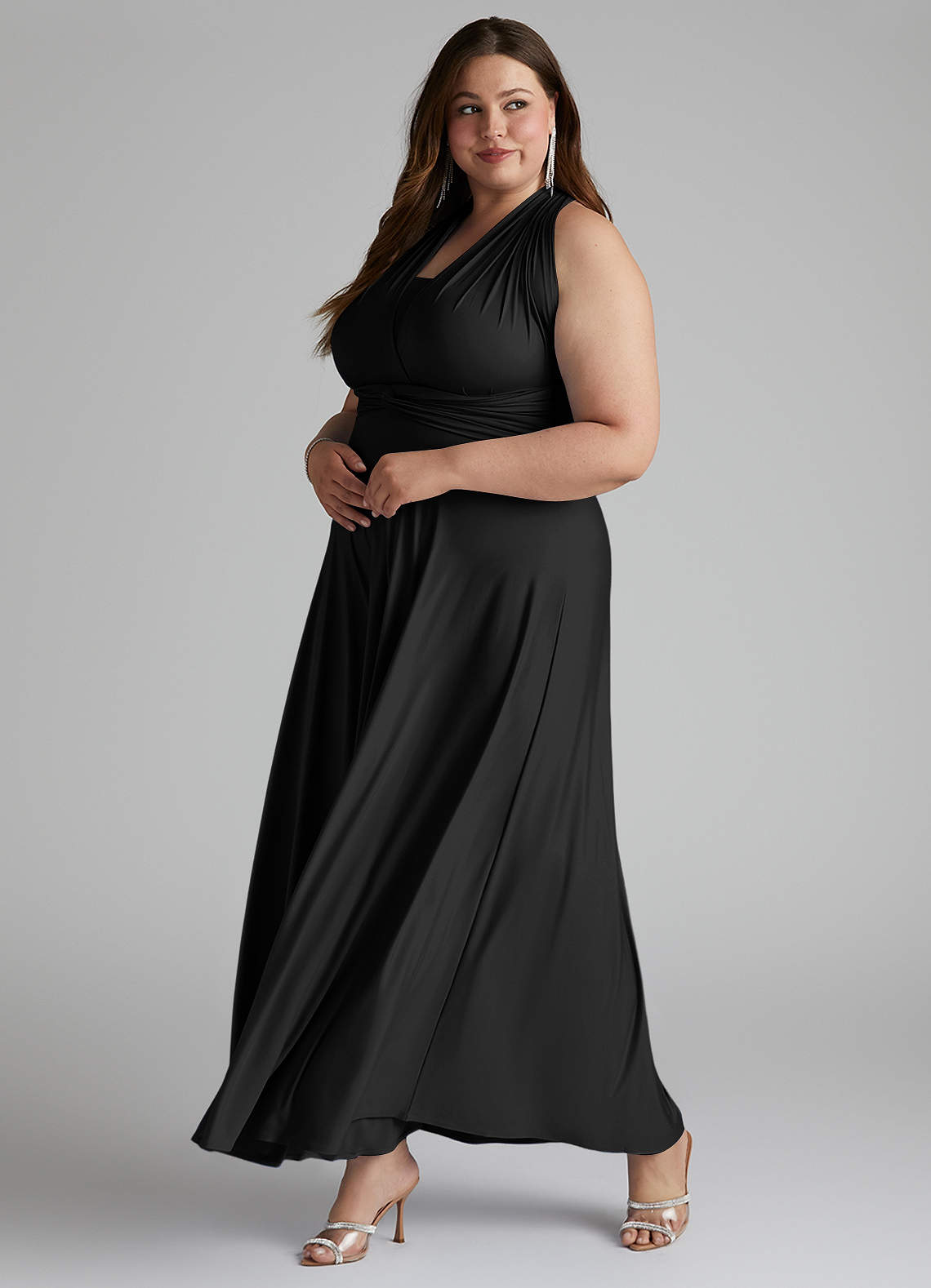 Black Azazie Infinity Jersey Wrap A-Line Dress Bridesmaid Dresses | Azazie