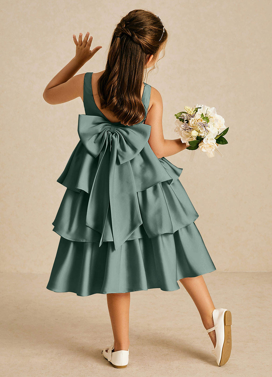 Azazie Margery Sea Moss A-Line Bow Stretch Satin Dress | Azazie Azazie Margery Sea Moss A-Line Bow Stretch Satin Dress | Azazie
