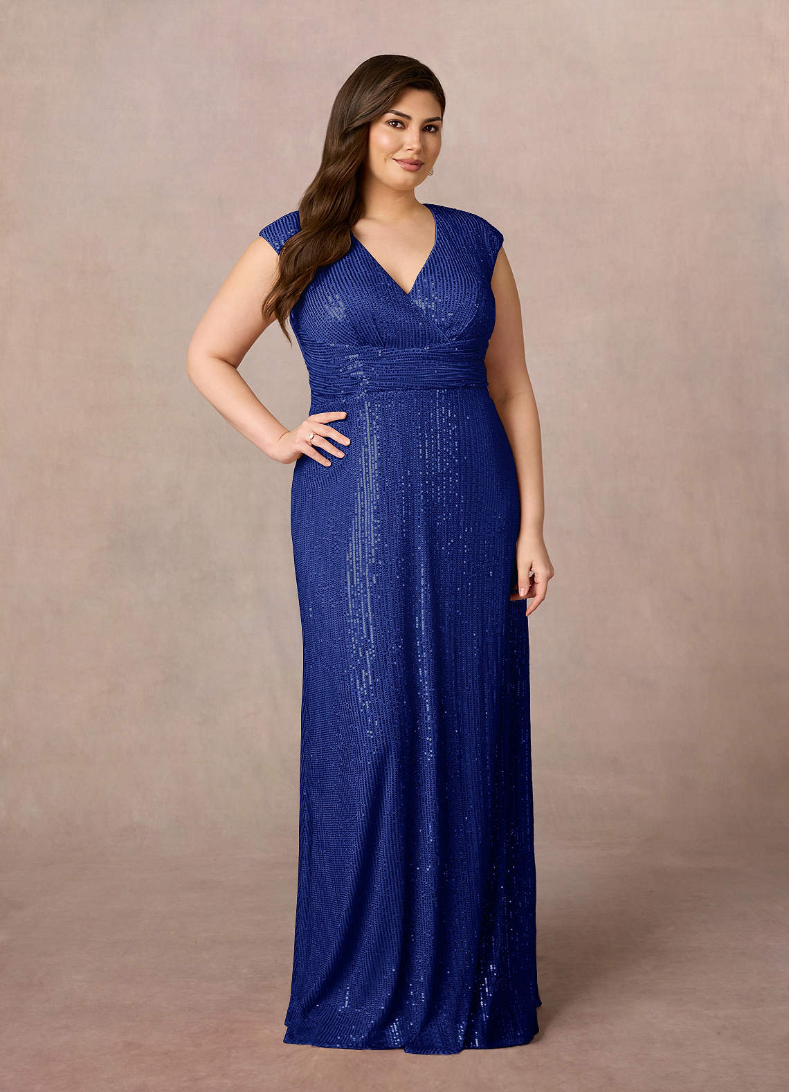 plus size formal dresses sacramento Feathered Plus-Size Long Beaded Prom Dress A1229C Royal / 16 main image 1