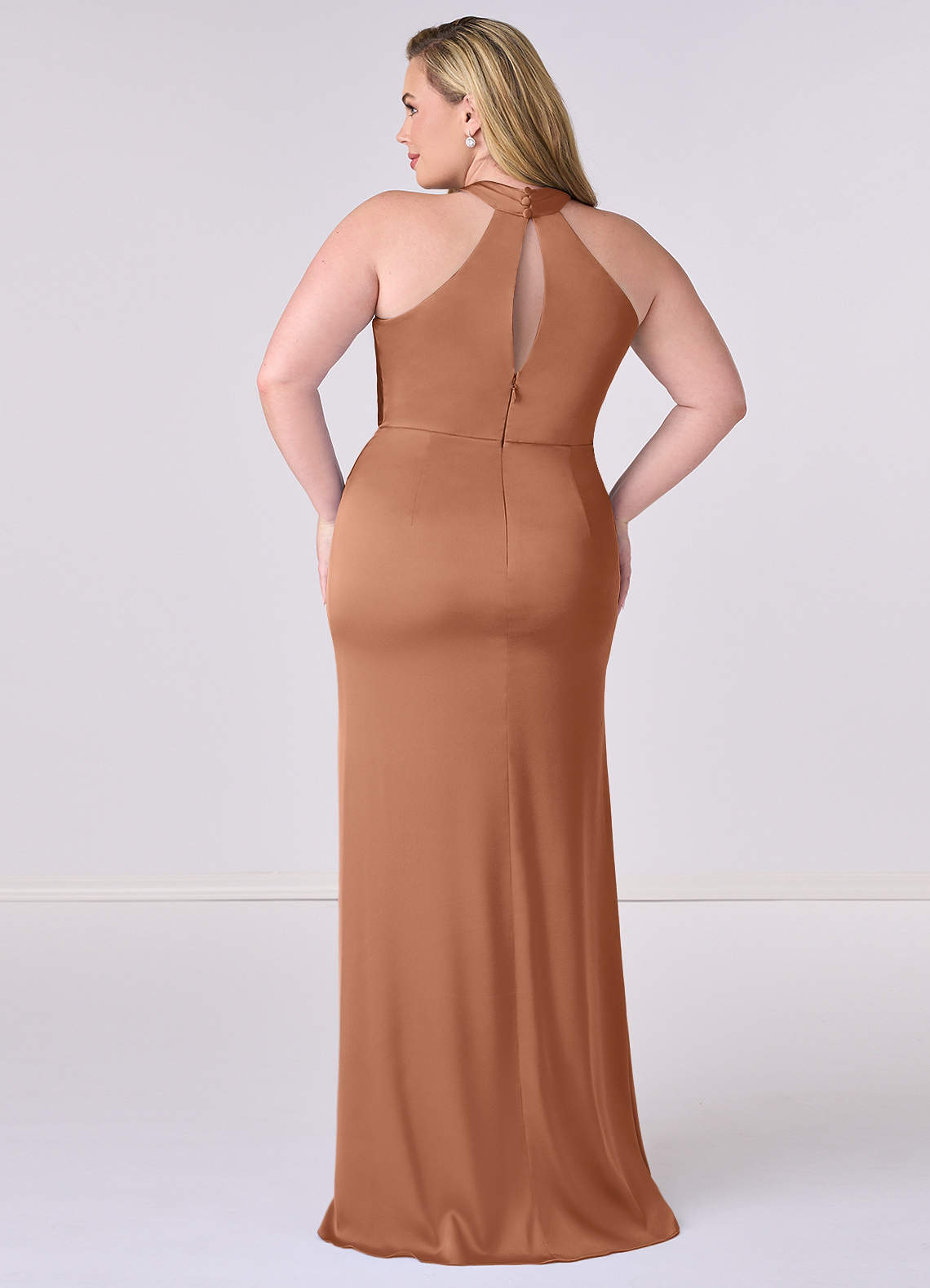 plus size brown satin dress Plus Size Sultry Nights Ruched Midi Dress