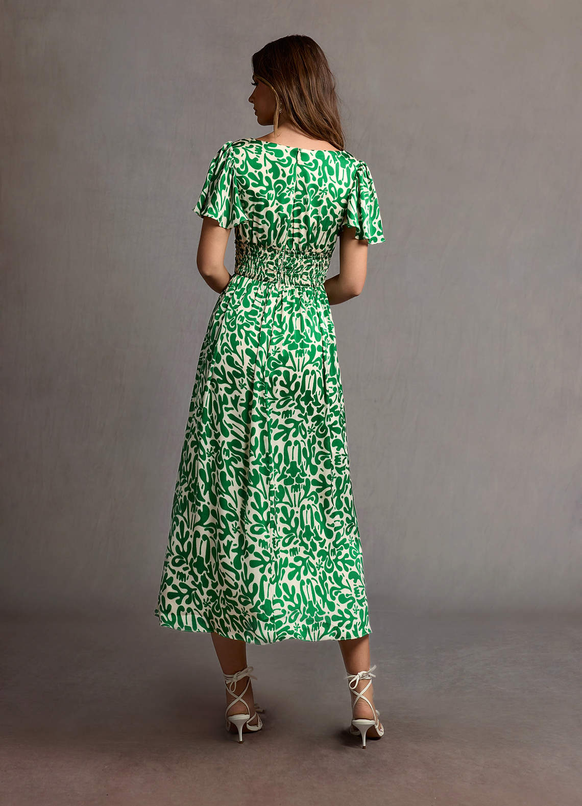 (4p. pack) Green Purple Abstract Sleeveless Midi Dress - V9 main image 1