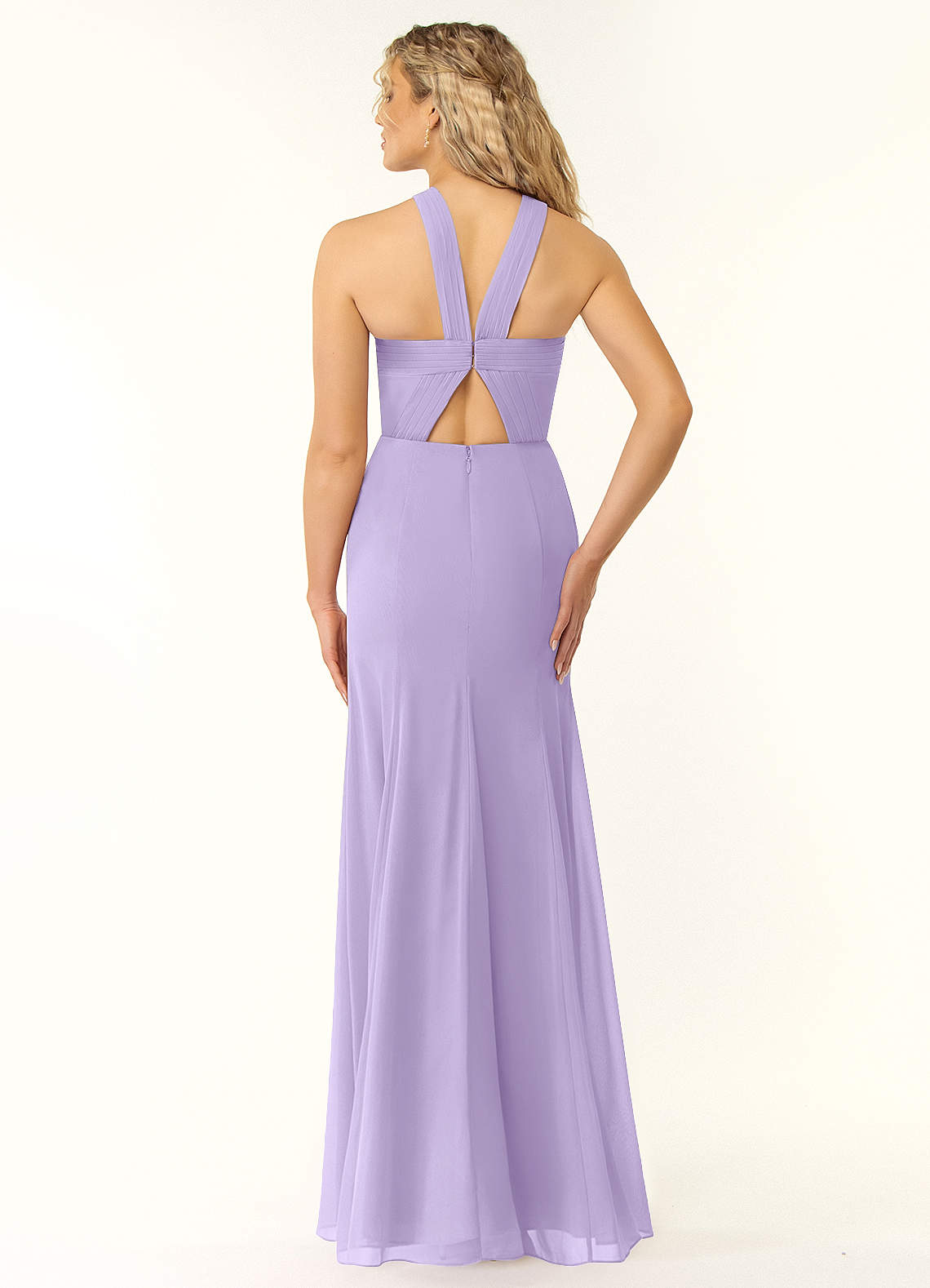 Azazie A-Line Halter Neck Floor-Length Chiffon Bridesmaid Dresses - Lilac