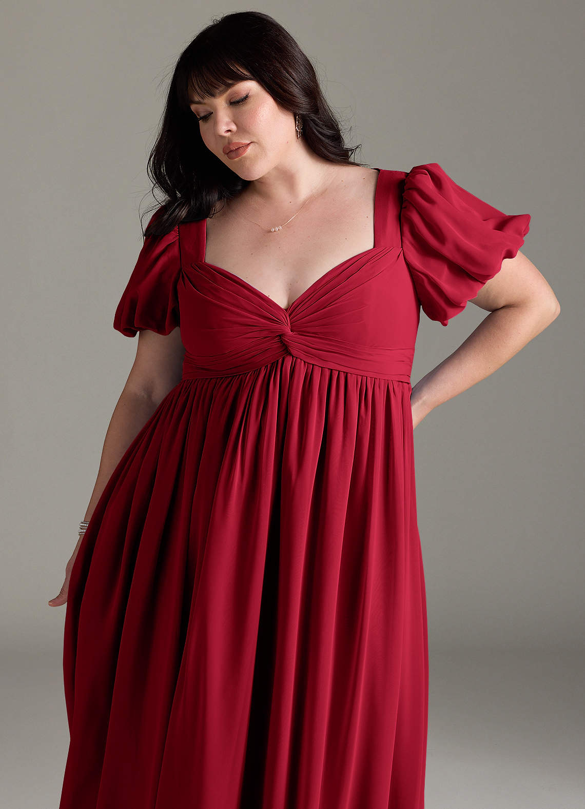 Azazie Madisynn Maternity Bridesmaid Dresses Bow Chiffon Floor-Length Dress image8