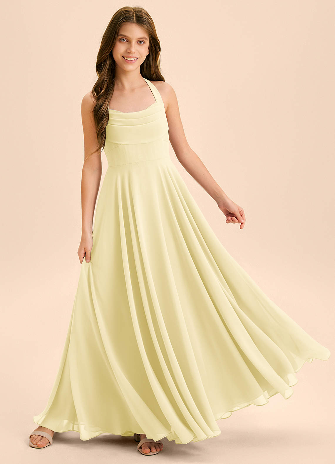 Azazie Kady Junior Dusty Rose A-Line Sweetheart Neckline Chiffon Dress image3