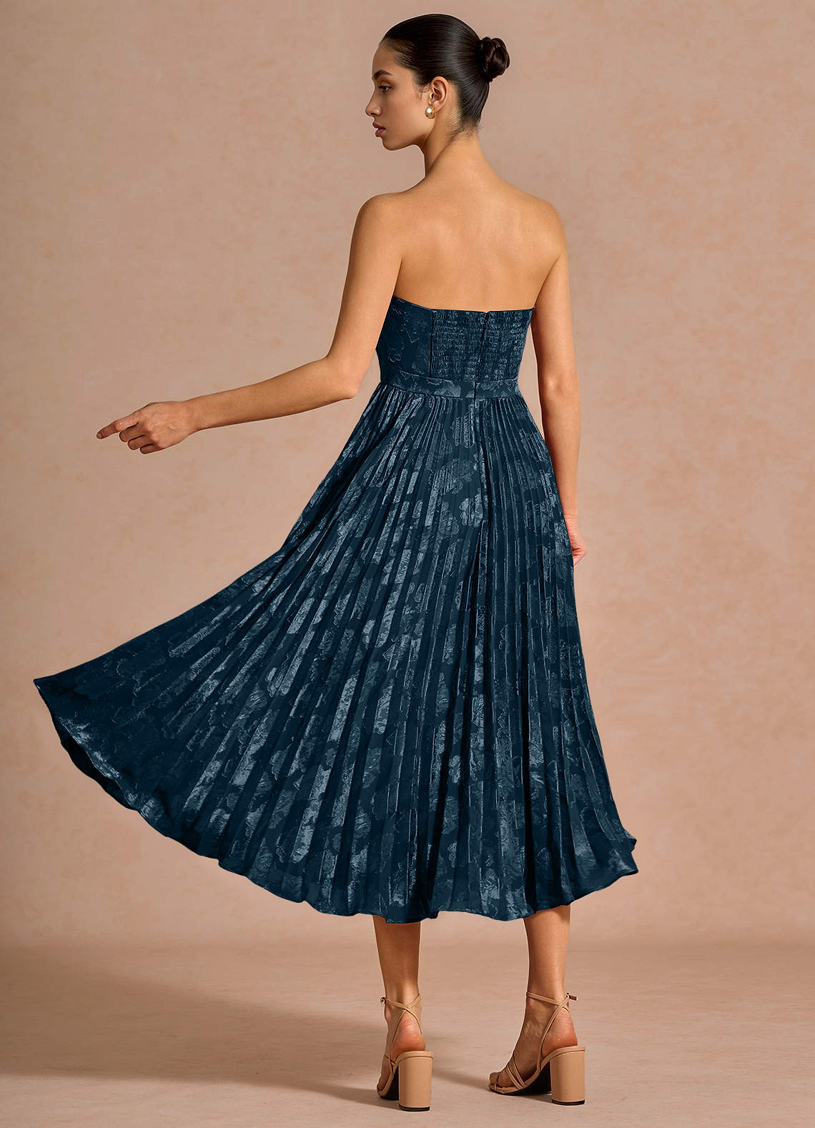 navy blue and coral dress Azazie Midi Dresses A-Line Formal Dresses Straight Navy