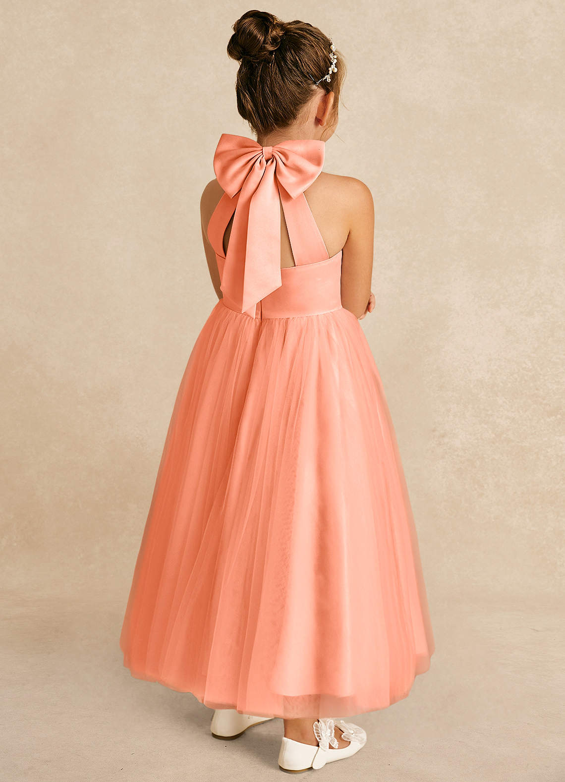 Azazie Bev Flower Girl Dresses Sunset A-Line Convertible Tulle Dress image5