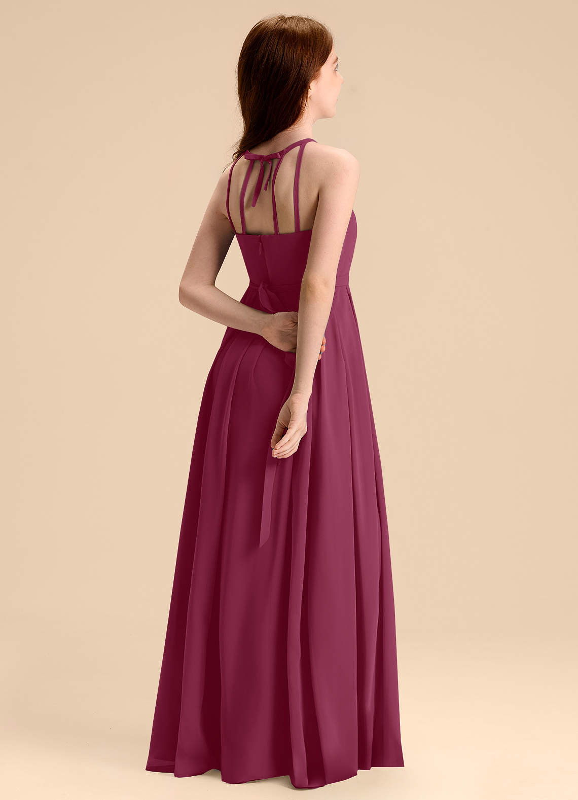 Azazie Arianthe Junior Mulberry A-Line Pleated Chiffon Dress image1