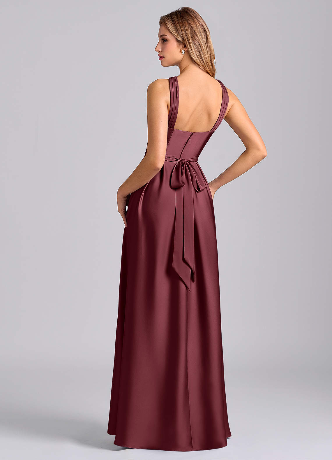 dixie backless dress Azazie Merlot Stretch Satin Bridesmaid Dresses Size:s 70% Rayon Floral Dress for Spring 90s Floral Babydoll Dress