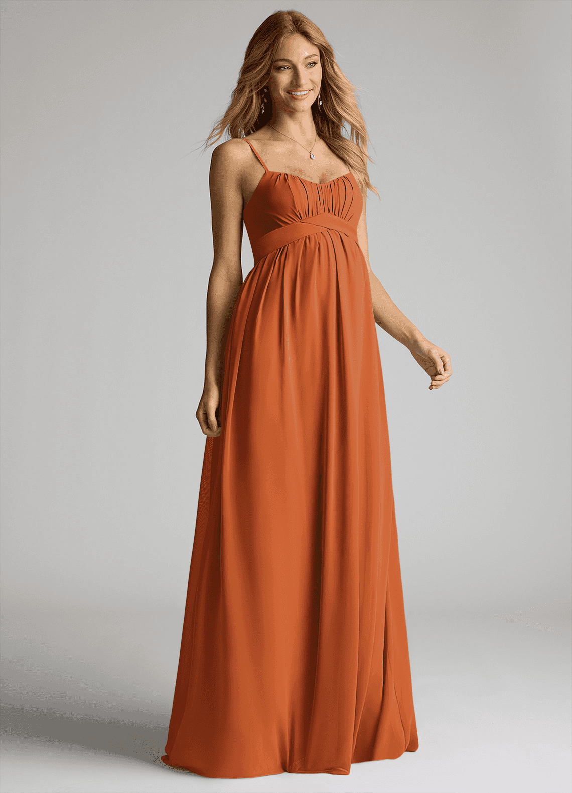 Azazie Llana Maternity Bridesmaid Dresses A-Line Chiffon Floor-Length Dress image1