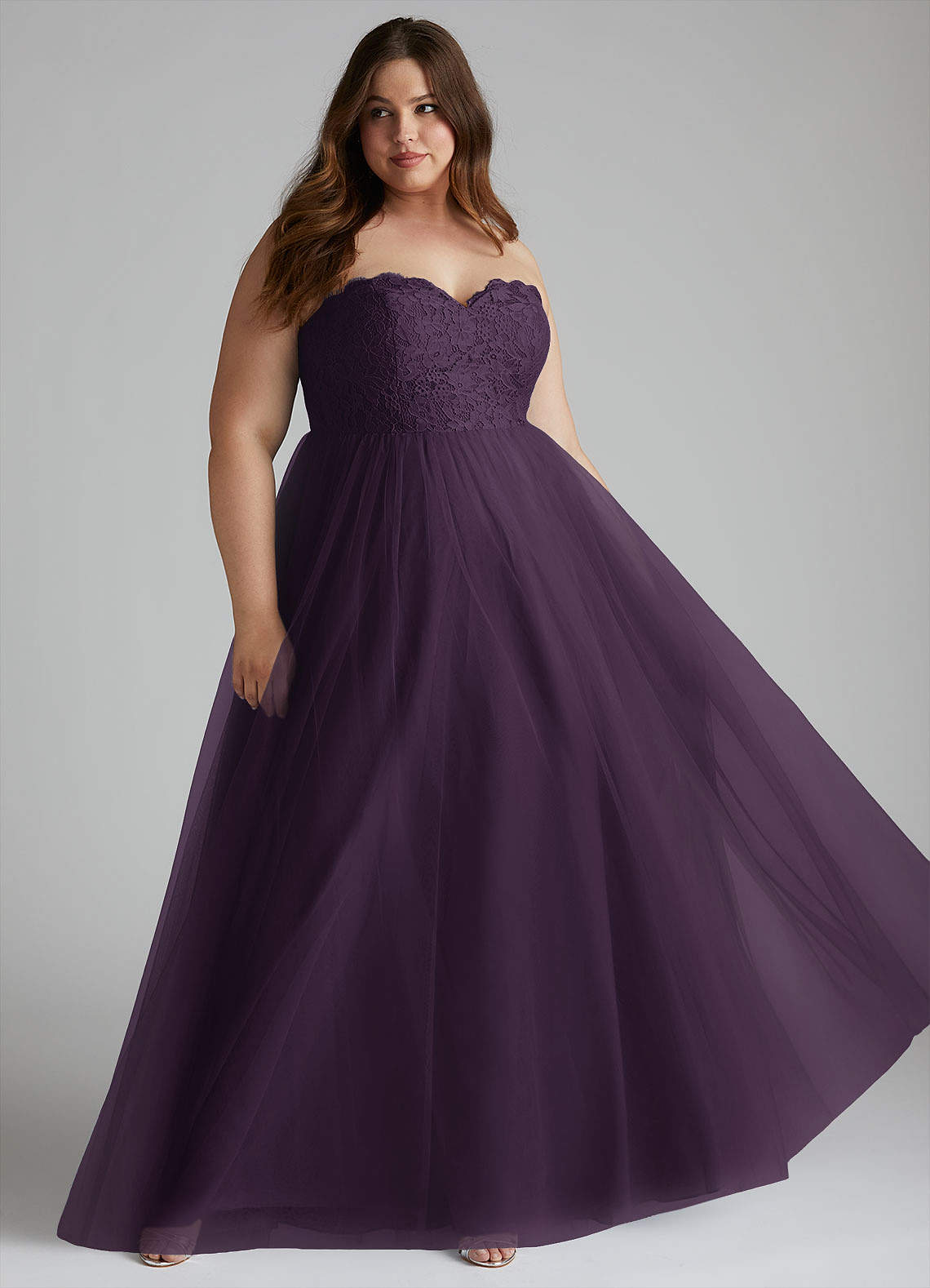 Azazie Roni Bridesmaid Dresses Plum A-Line Sweetheart Neckline Tulle Convertible Dress image1