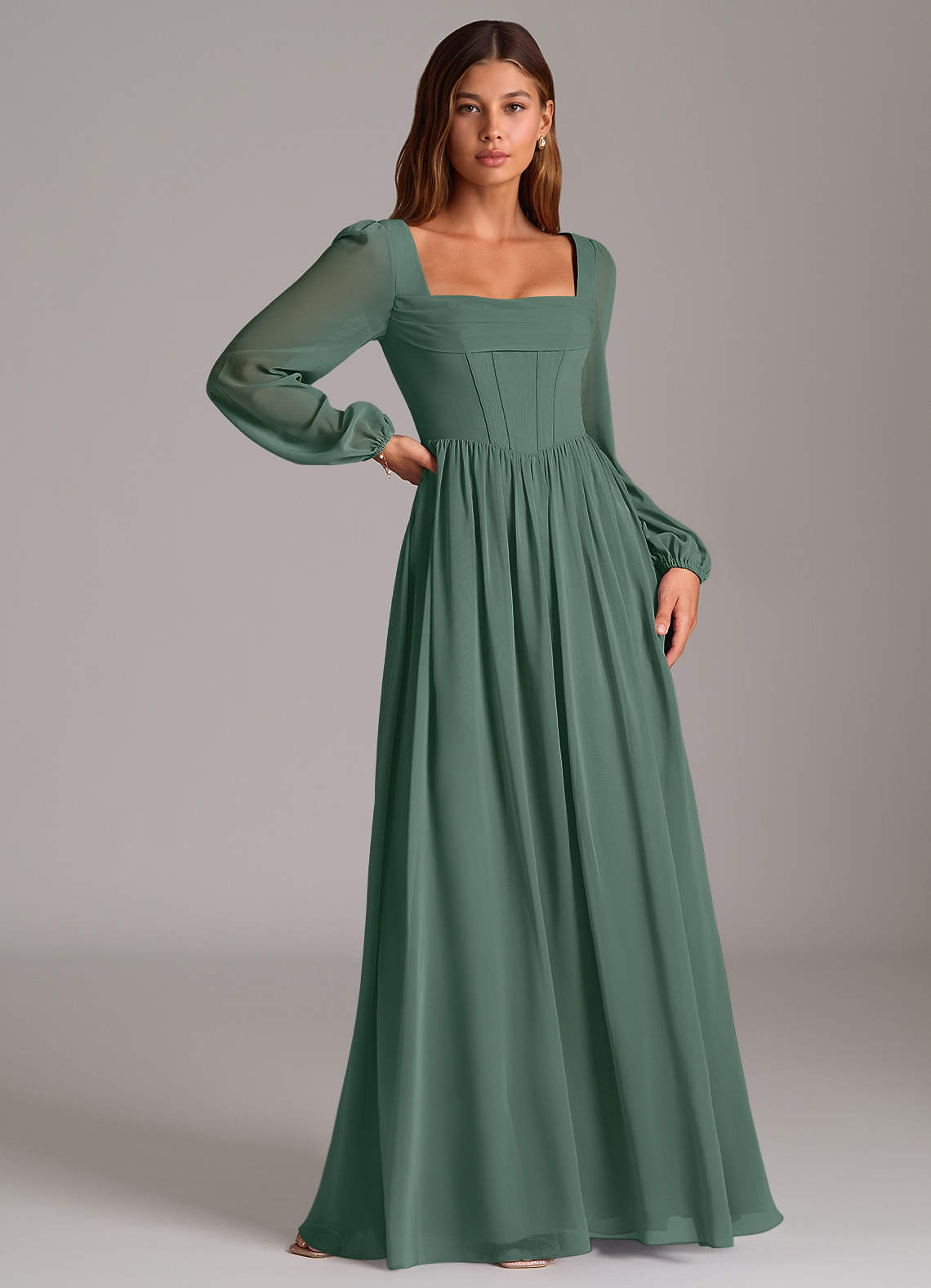 sea green bridesmaid dresses Green A Line Ruffled Floral Long Bridesmaid Dress with Lace