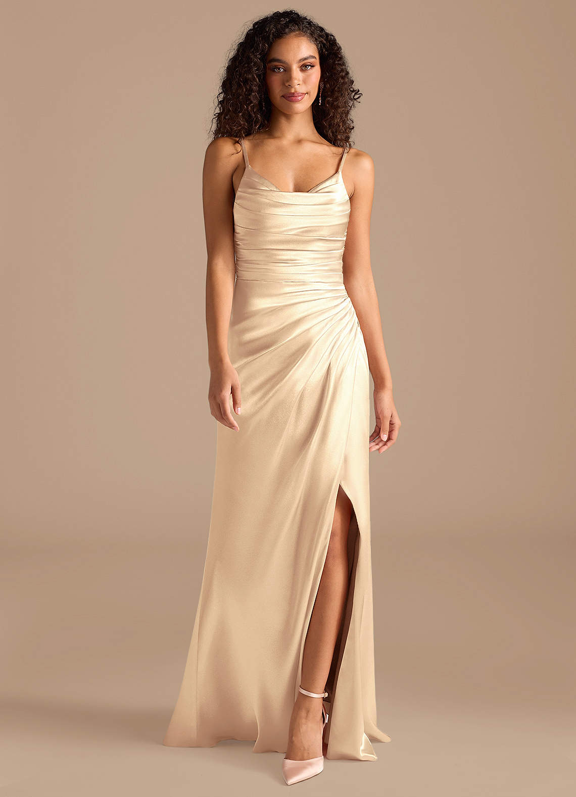 metallic gold bridesmaid dresses Azazie Deandra