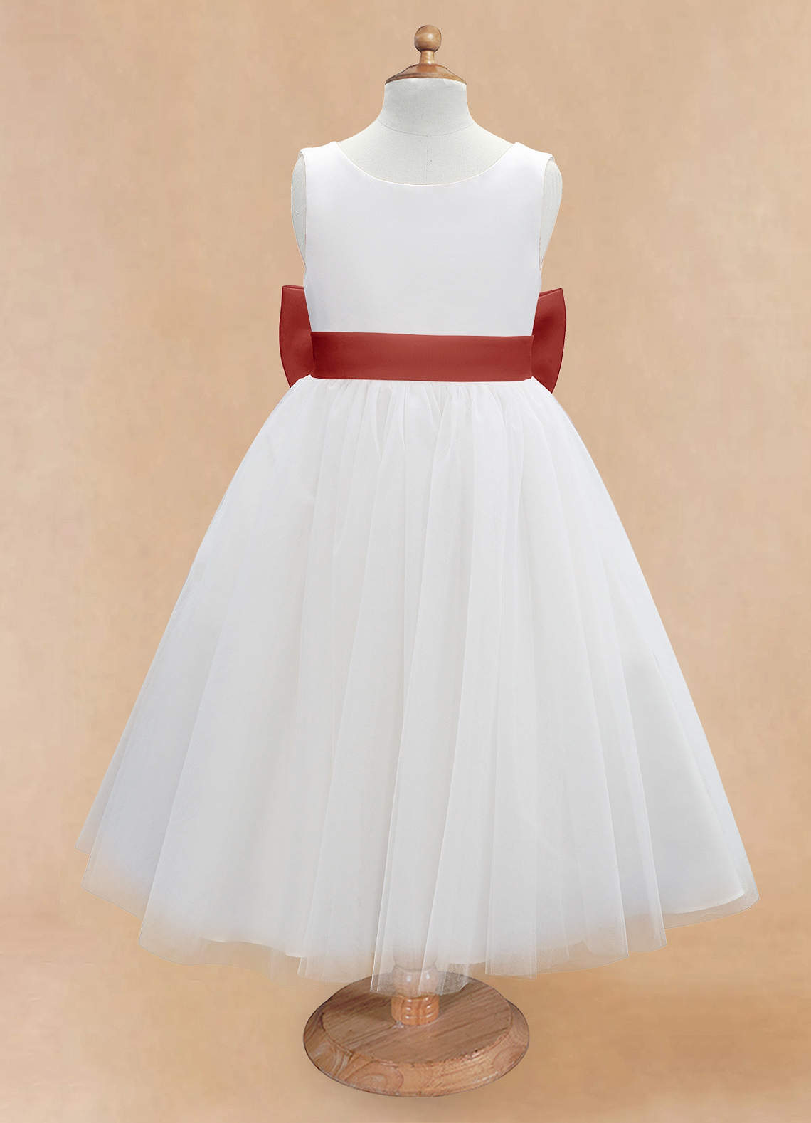 Azazie Kavi Ivory Terracotta A-Line Bow Matte Satin Dress Azazie Kavi Ivory Terracotta A-Line Bow Matte Satin Dress
