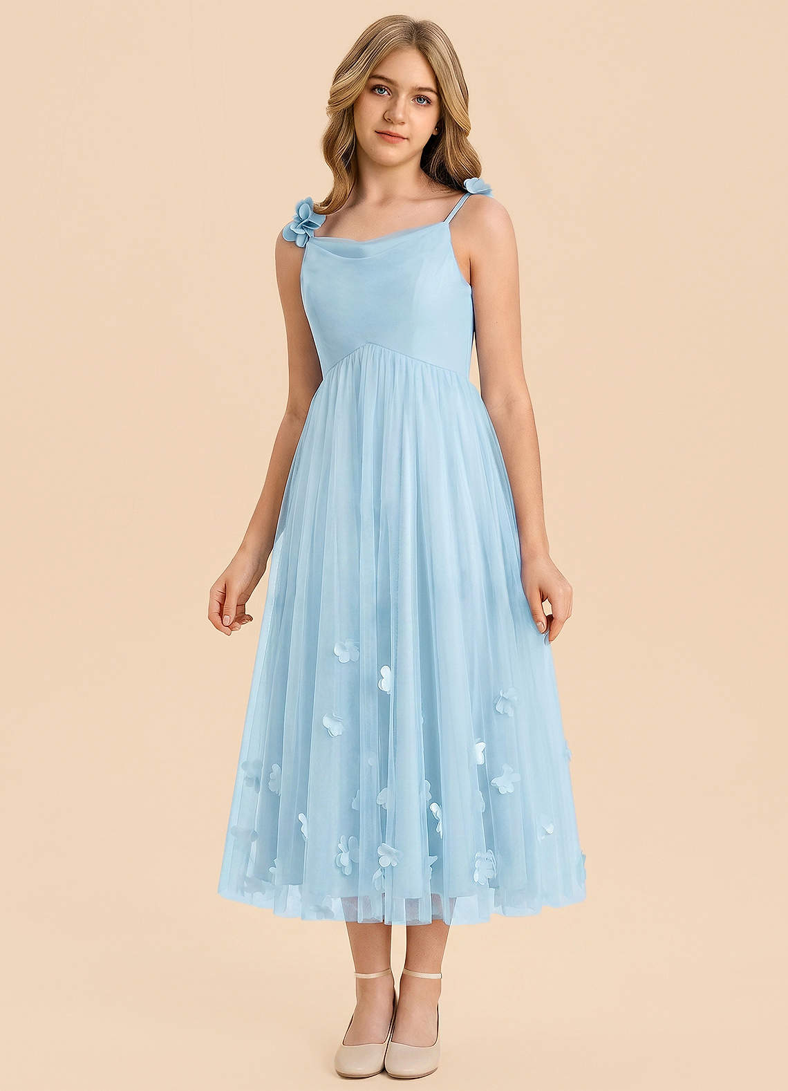 front Azazie Evelyn Junior Formal Dress