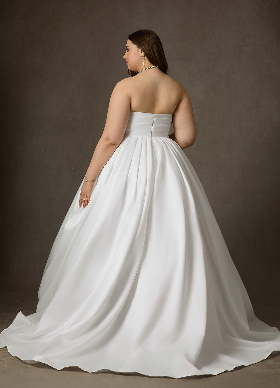 Azazie Celestia Wedding Dresses Diamond White Ball-Gown Strapless Matte Satin Dress image9