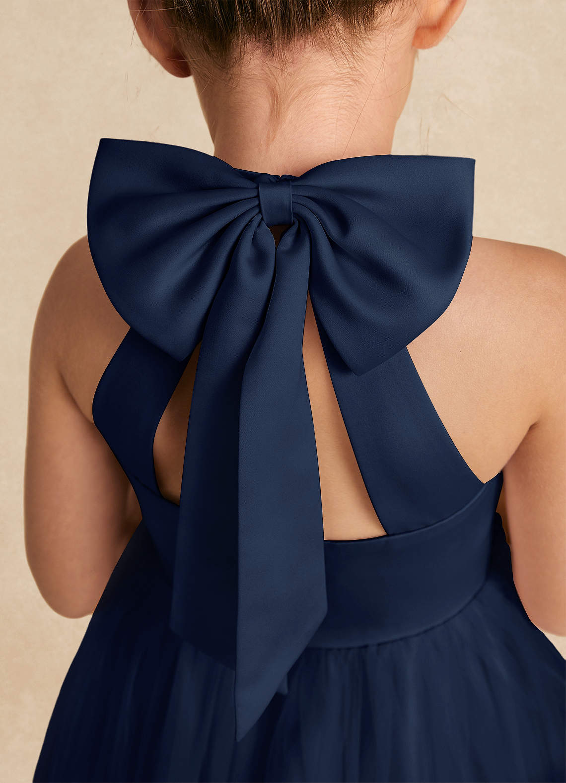 Azazie Bev Flower Girl Dresses Dark Navy A-Line Convertible Tulle Dress image4